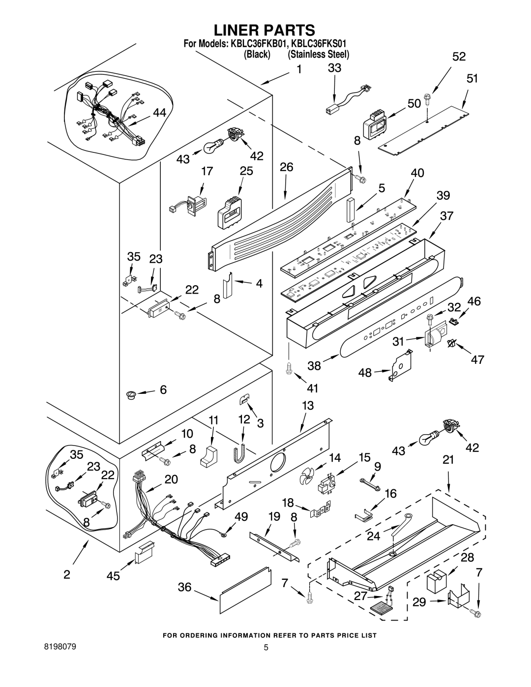 KitchenAid KBLC36FKB01, KBLC36FKS01 manual Liner Parts 