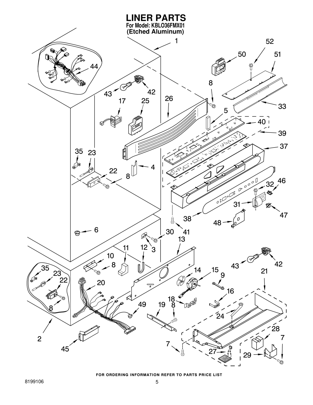 KitchenAid KBLO36FMX01 manual Liner Parts 