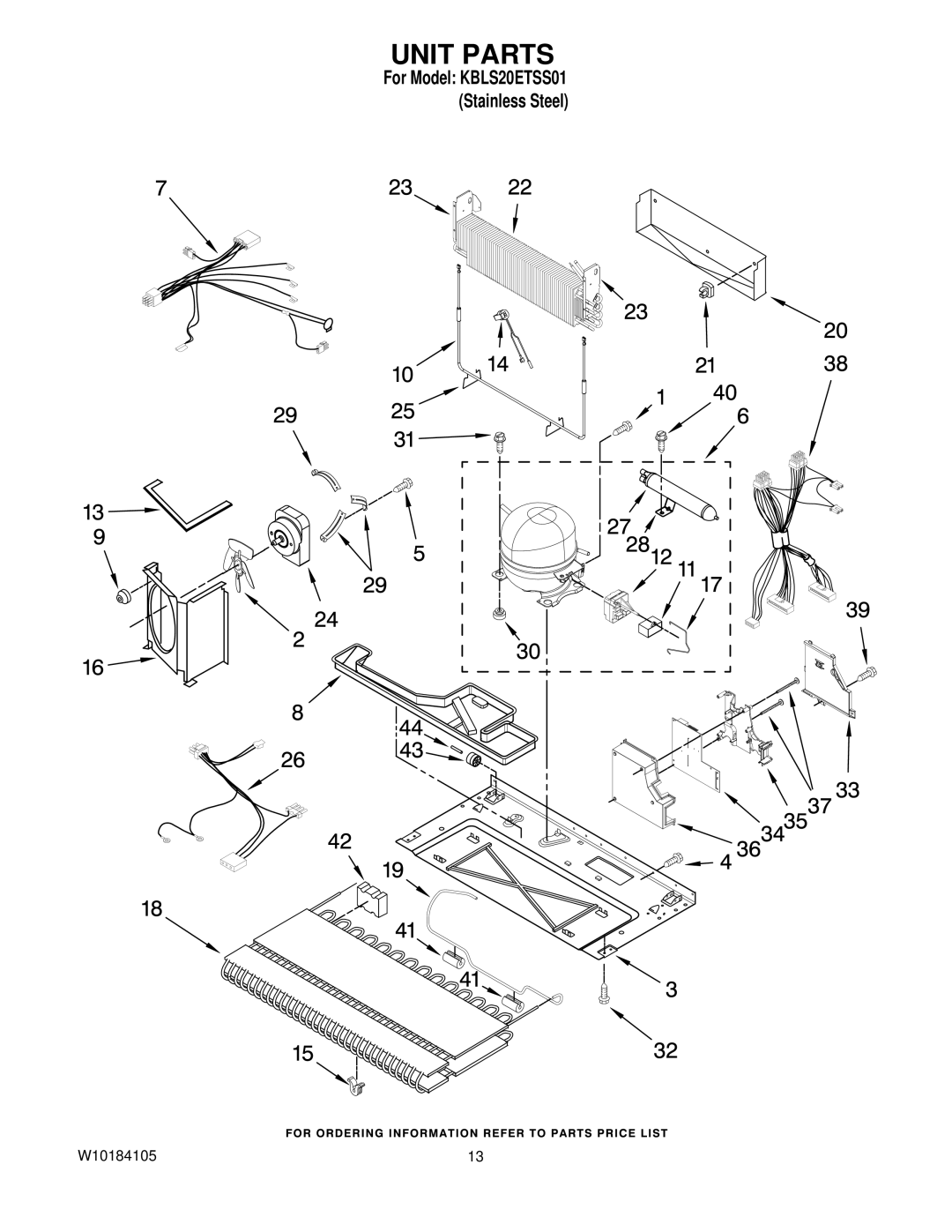 KitchenAid KBLS20ETSS01 manual Unit Parts 