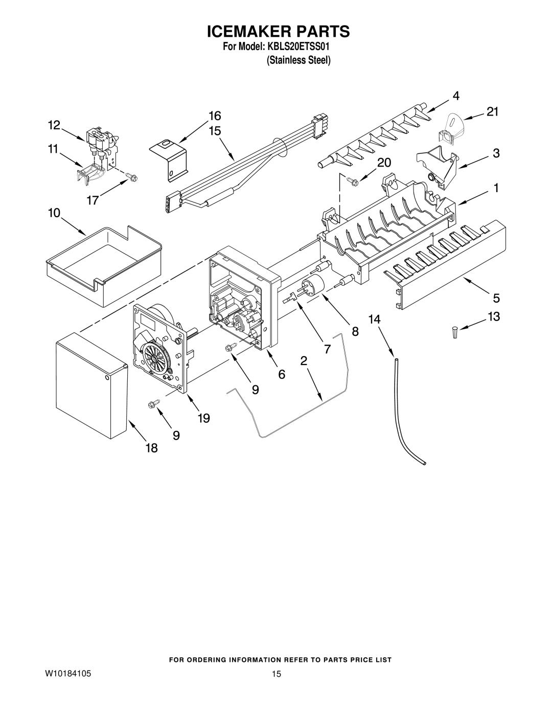 KitchenAid KBLS20ETSS01 manual Icemaker Parts 