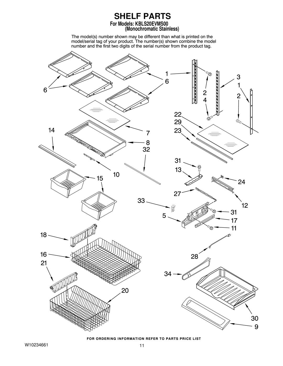 KitchenAid KBLS20EVMS00 manual Shelf Parts 