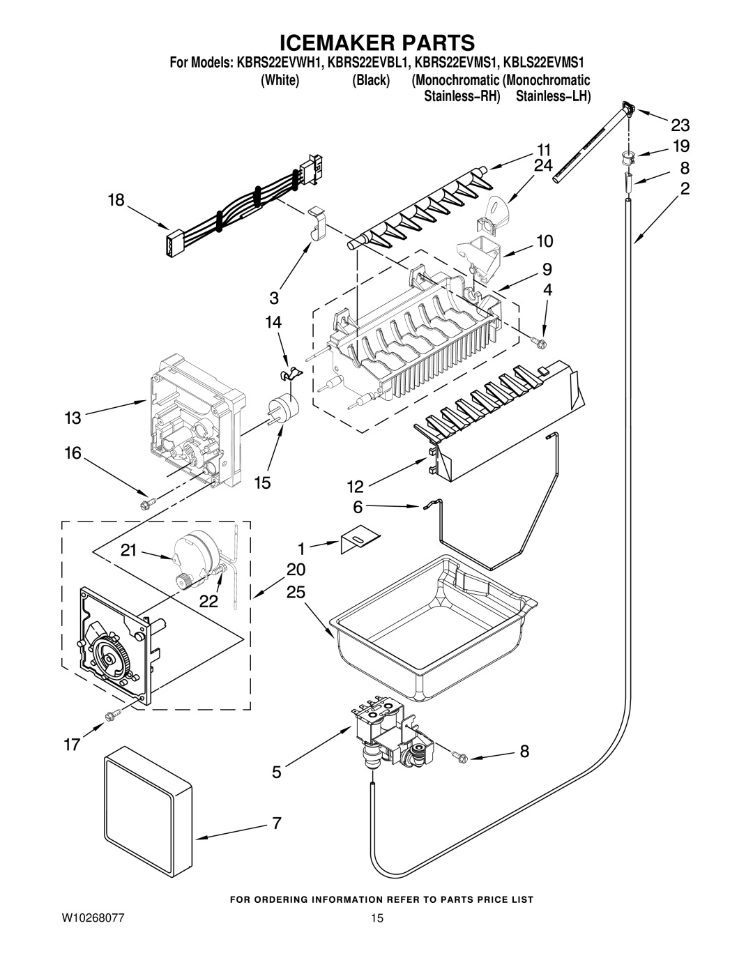 KitchenAid KBRS22EVMS1, KBLS22EVMS1, KBRS22EVWH1, KBRS22EVBL1 manual Icemaker Parts 