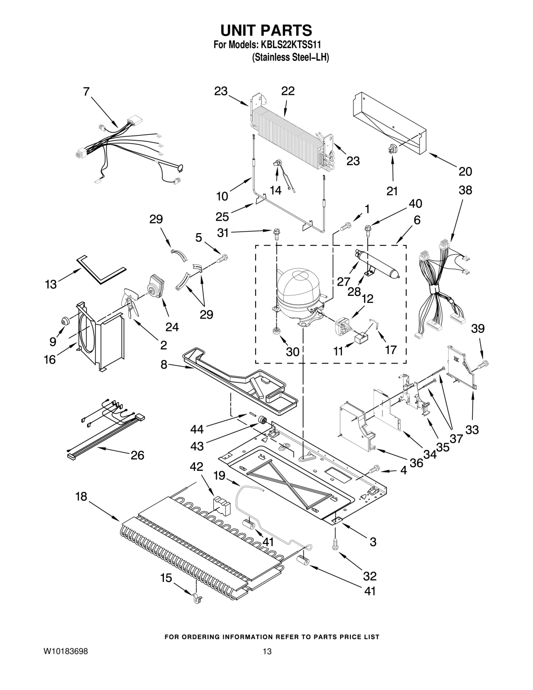 KitchenAid KBLS22KTSS11 manual Unit Parts 