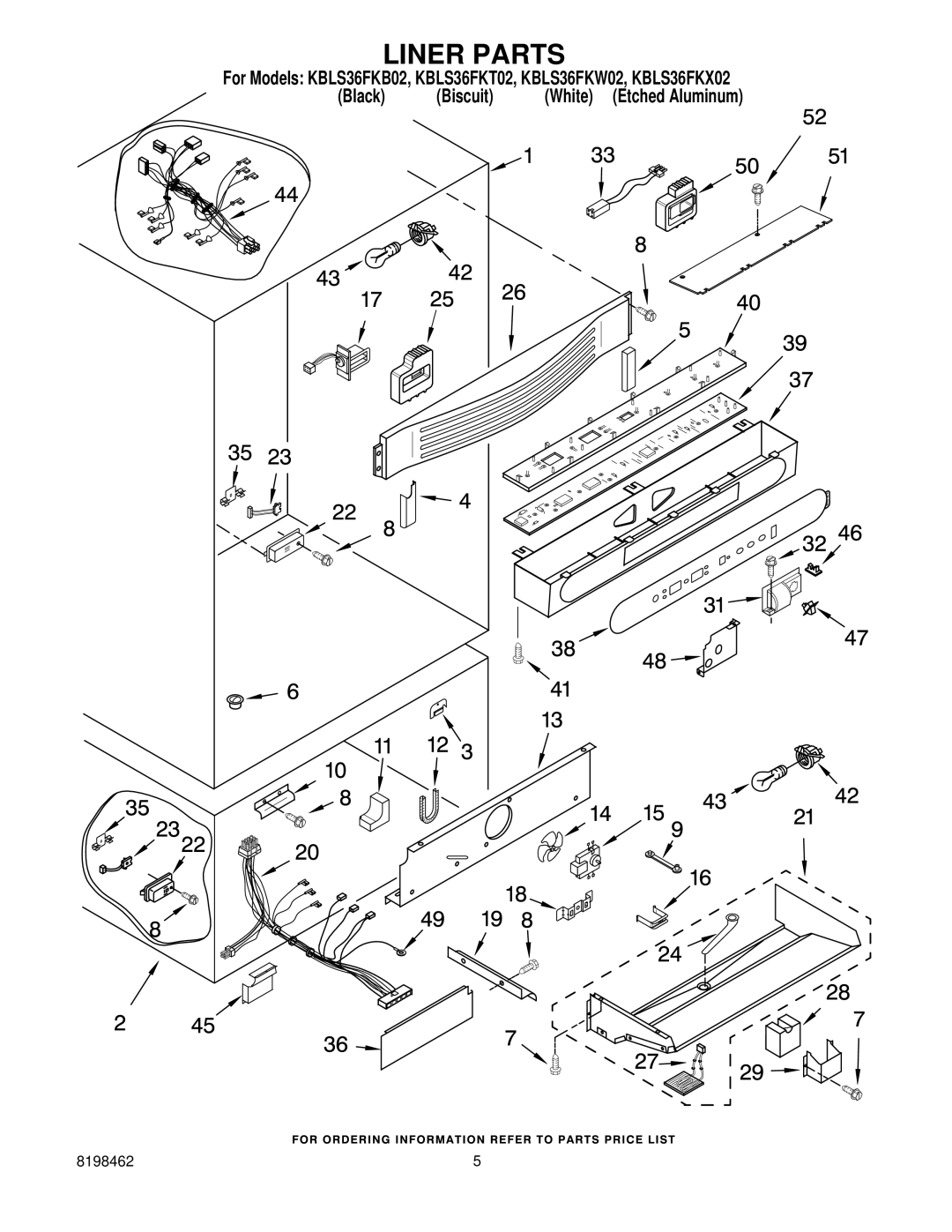 KitchenAid KBLS36FKB02, KBLS36FKT02, KBLS36FKW02, KBLS36FKX02 manual Liner Parts 