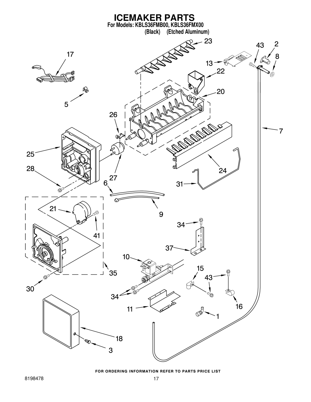 KitchenAid KBLS36FMX00, KBLS36FMB00 manual Icemaker Parts 