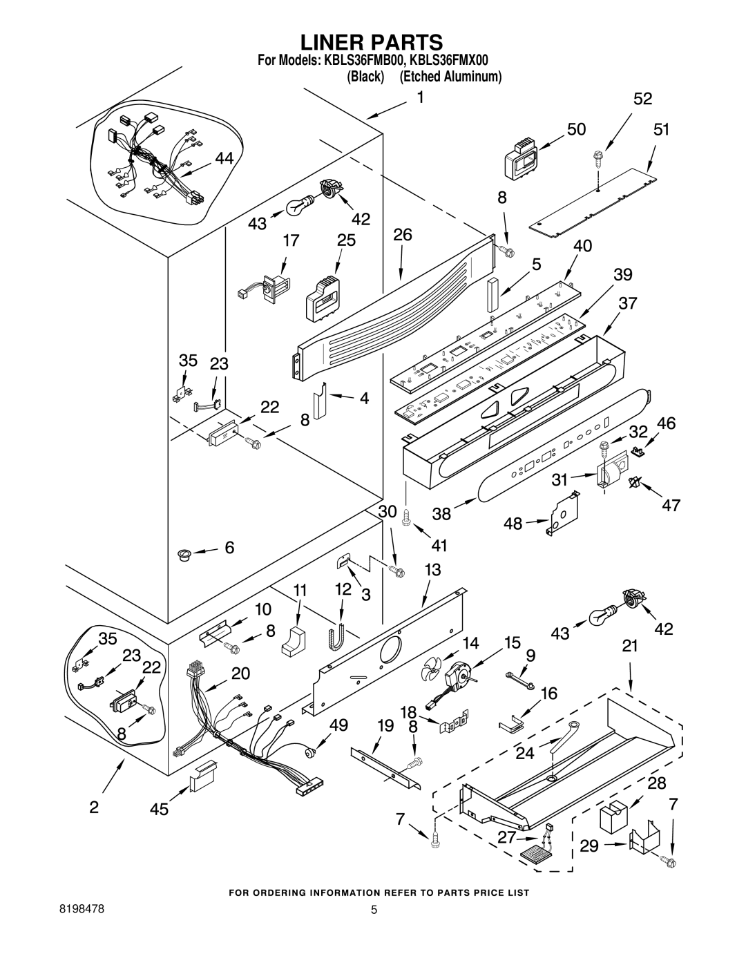 KitchenAid KBLS36FMX00, KBLS36FMB00 manual Liner Parts 