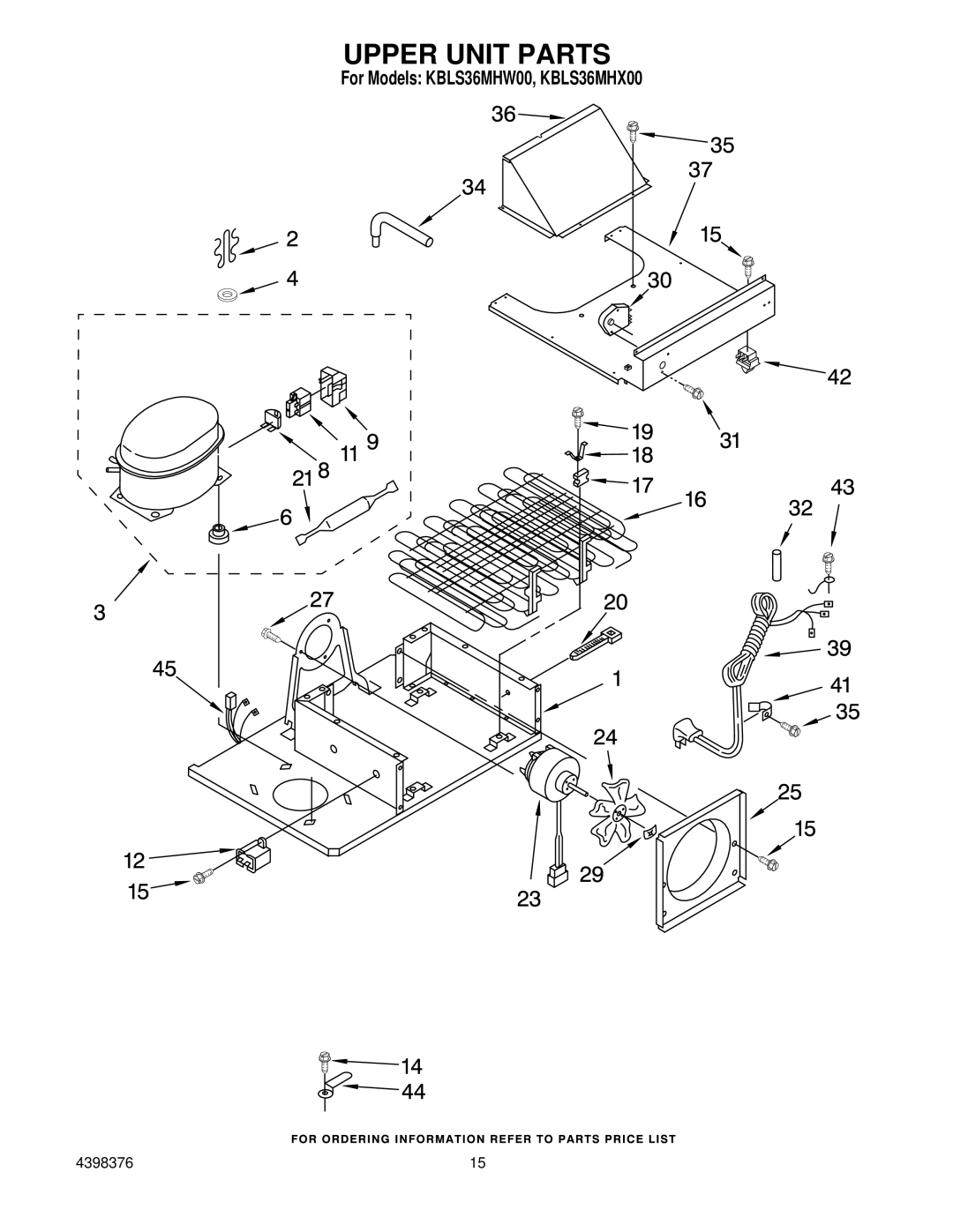 KitchenAid KBLS36MHW00, KBLS36MHX00 manual Upper Unit Parts 