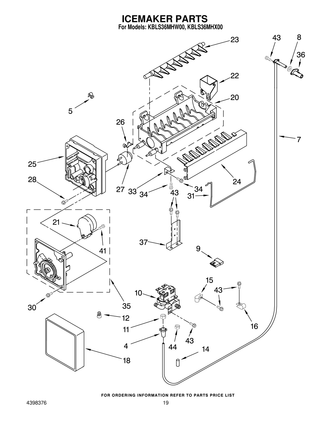 KitchenAid KBLS36MHW00, KBLS36MHX00 manual Icemaker Parts 