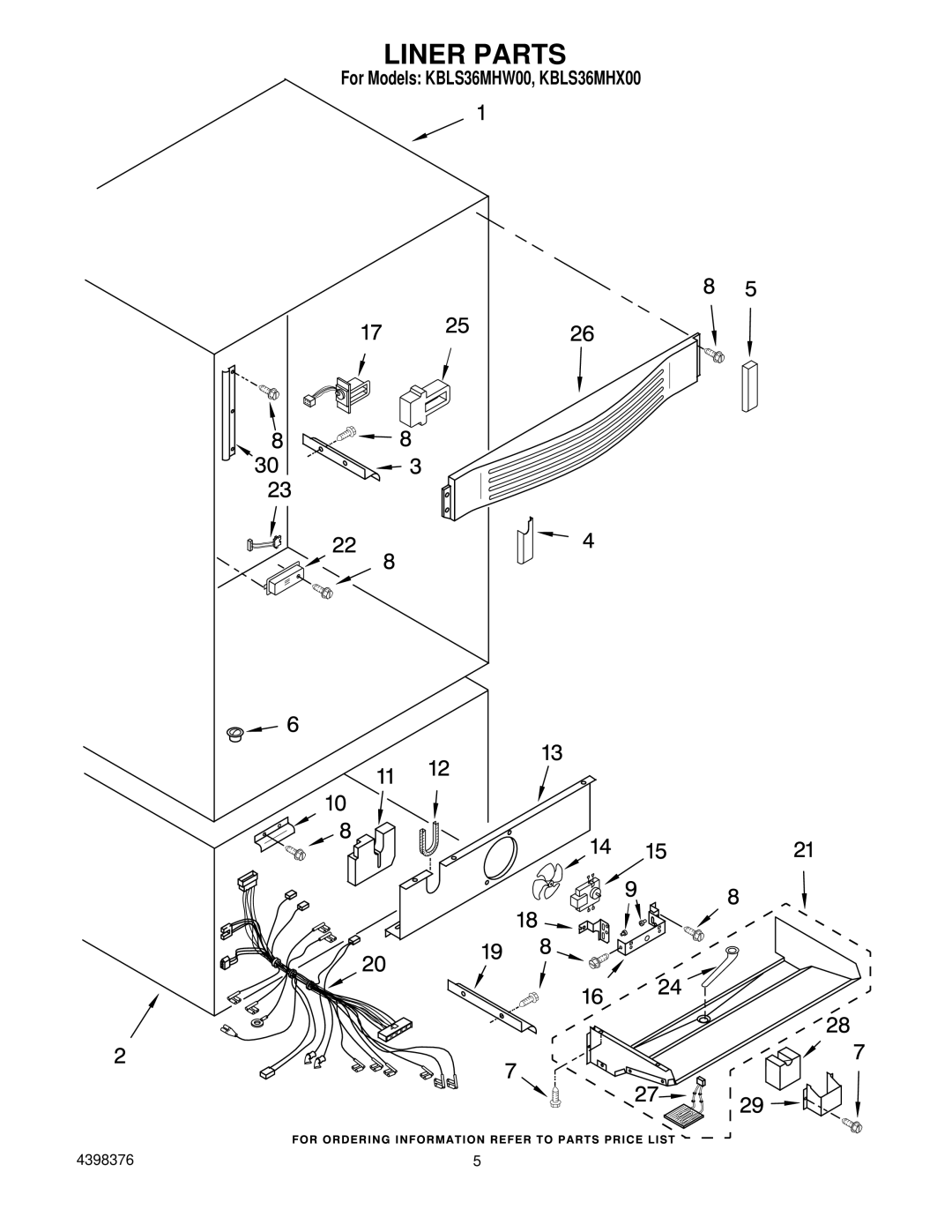 KitchenAid KBLS36MHW00, KBLS36MHX00 manual Liner Parts 