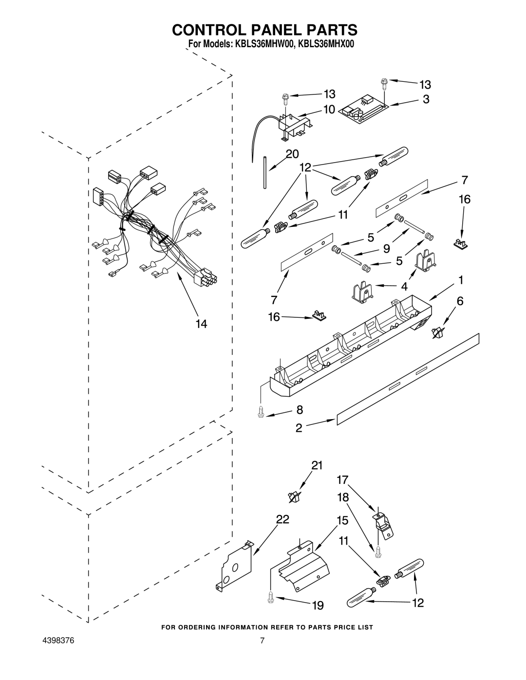KitchenAid KBLS36MHW00, KBLS36MHX00 manual Control Panel Parts 