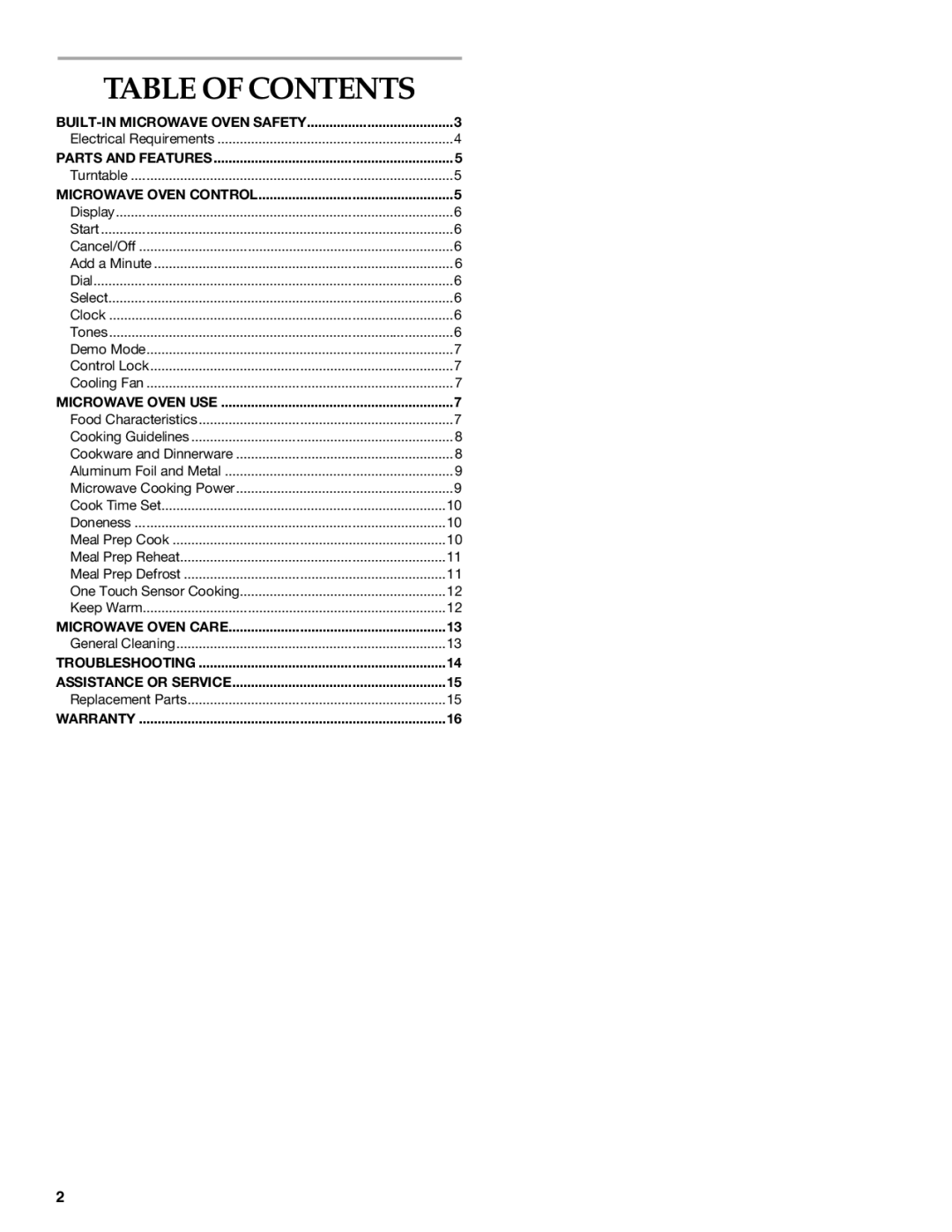 KitchenAid KBMS1454R manual Table of Contents 