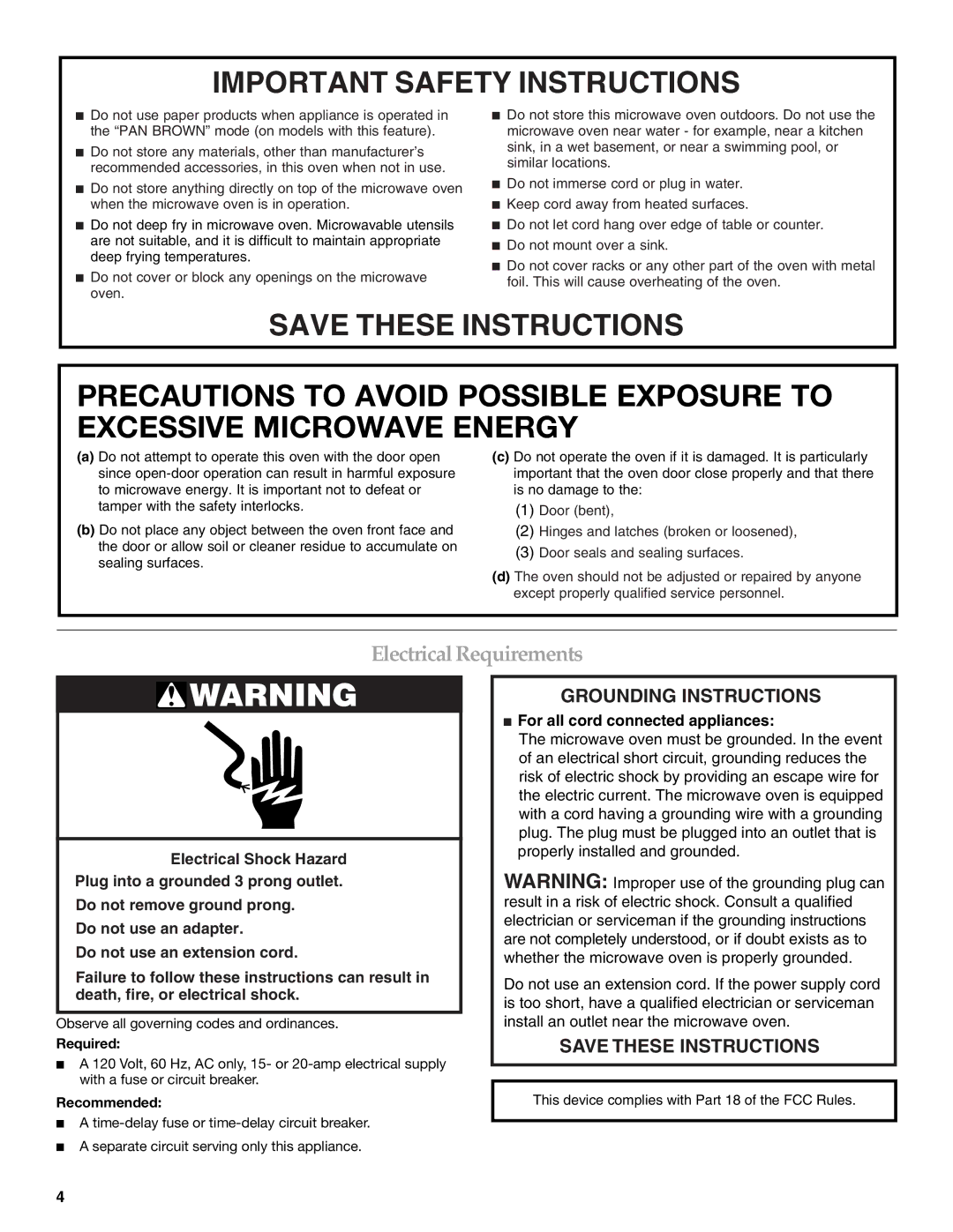 KitchenAid KBMS1454R manual Electrical Requirements, Required, Recommended 