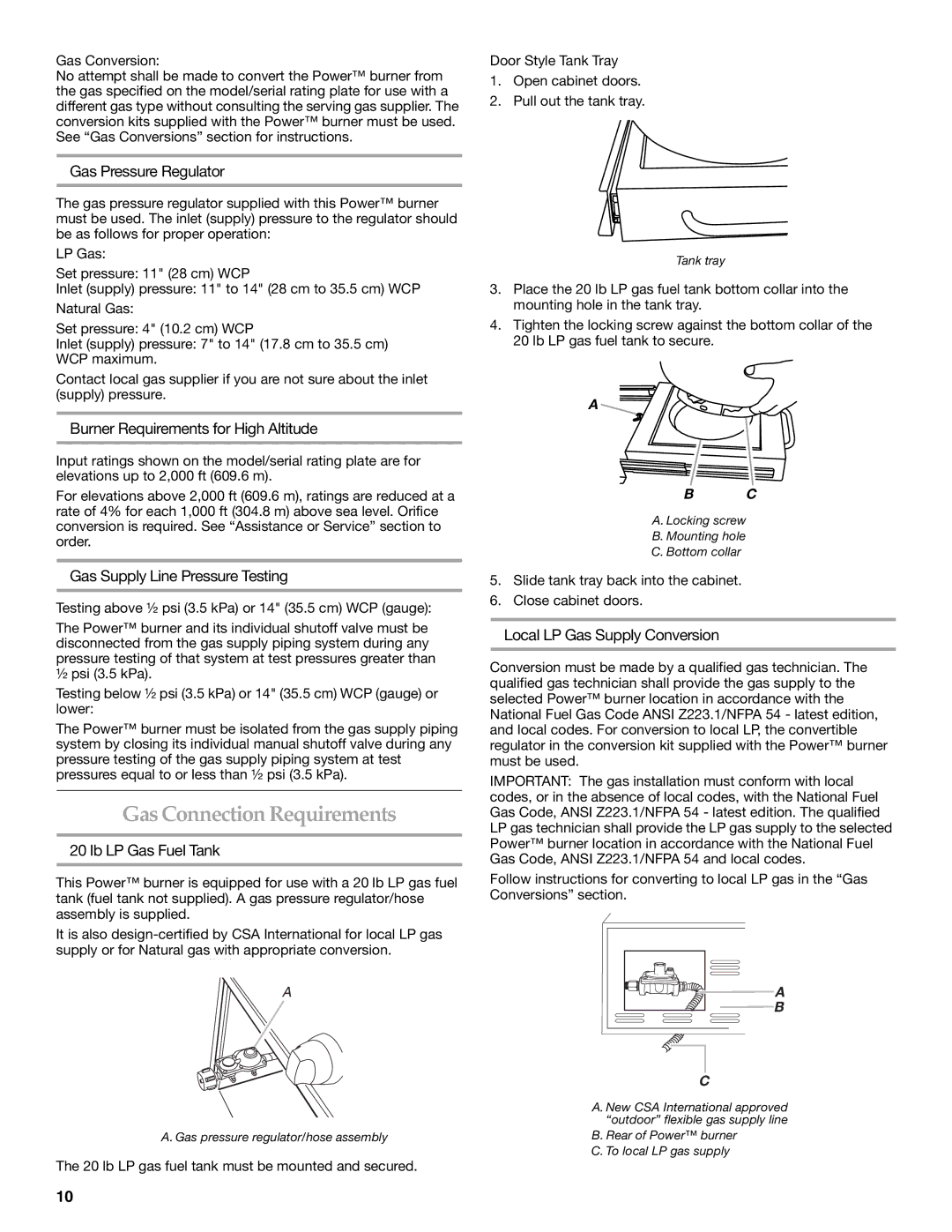 KitchenAid KBPU182VSS installation instructions Gas Connection Requirements 