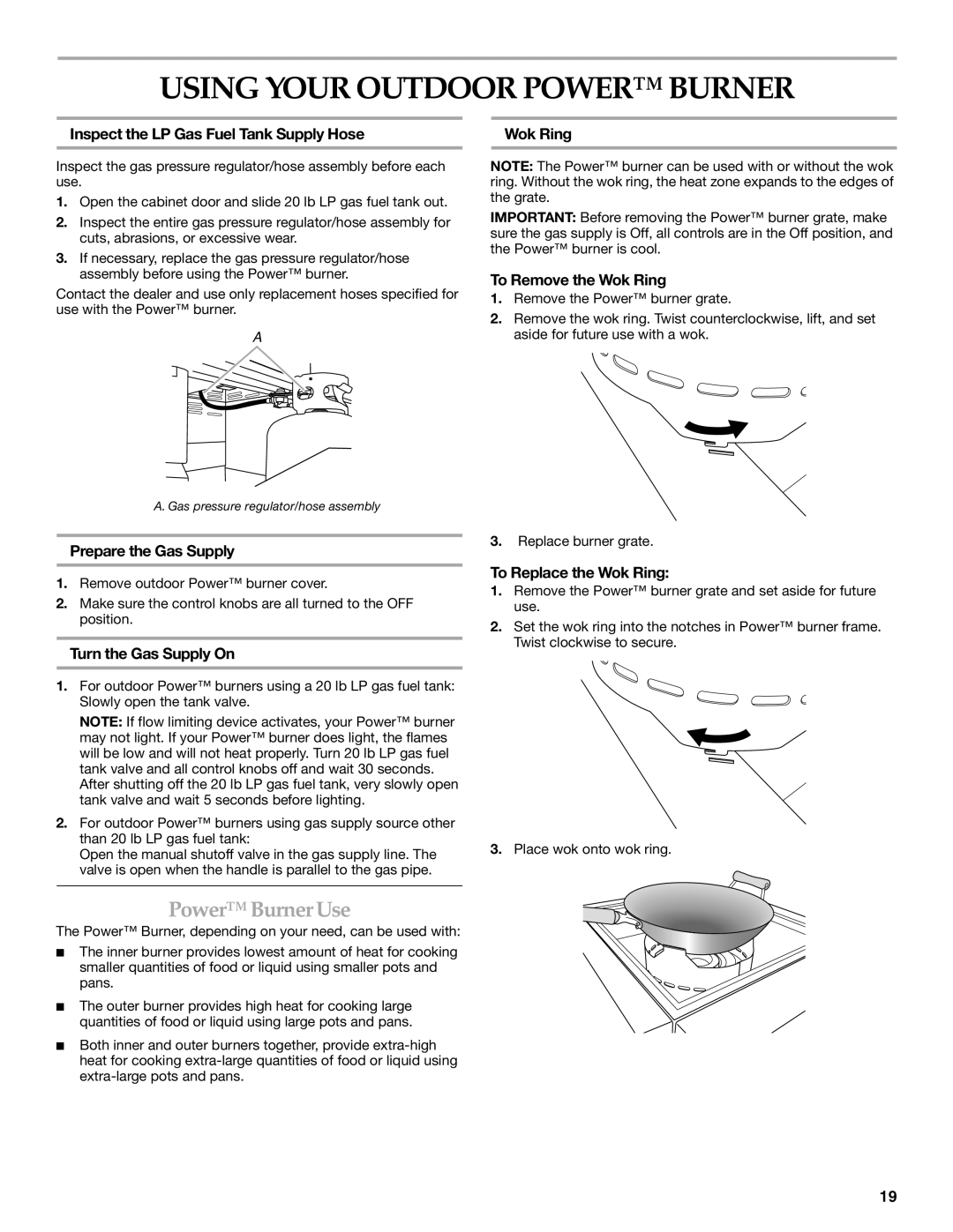 KitchenAid KBPU182VSS installation instructions Using Your Outdoor Power Burner, Power Burner Use 