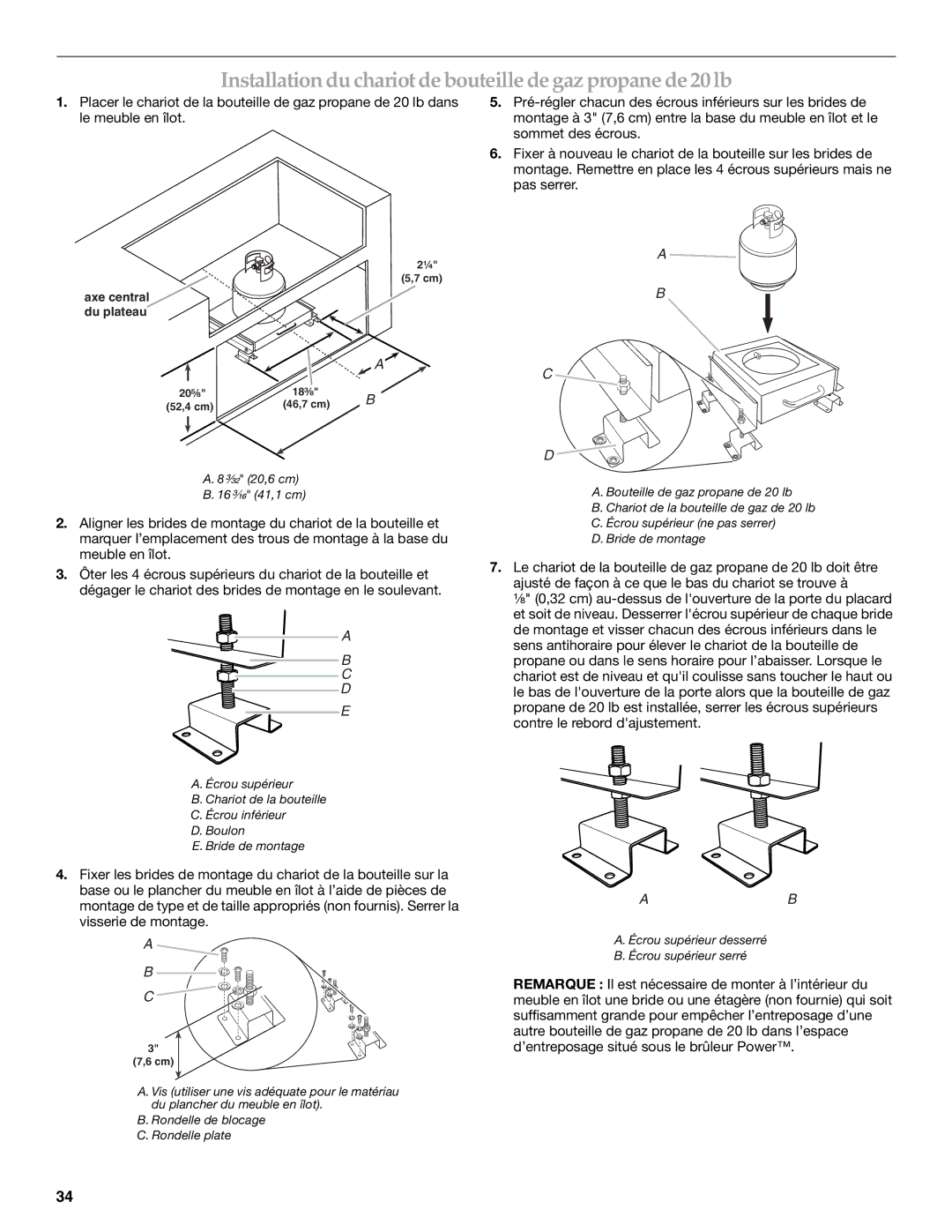 KitchenAid KBPU182VSS installation instructions Installation du chariot de bouteille de gaz propane de 20 lb 