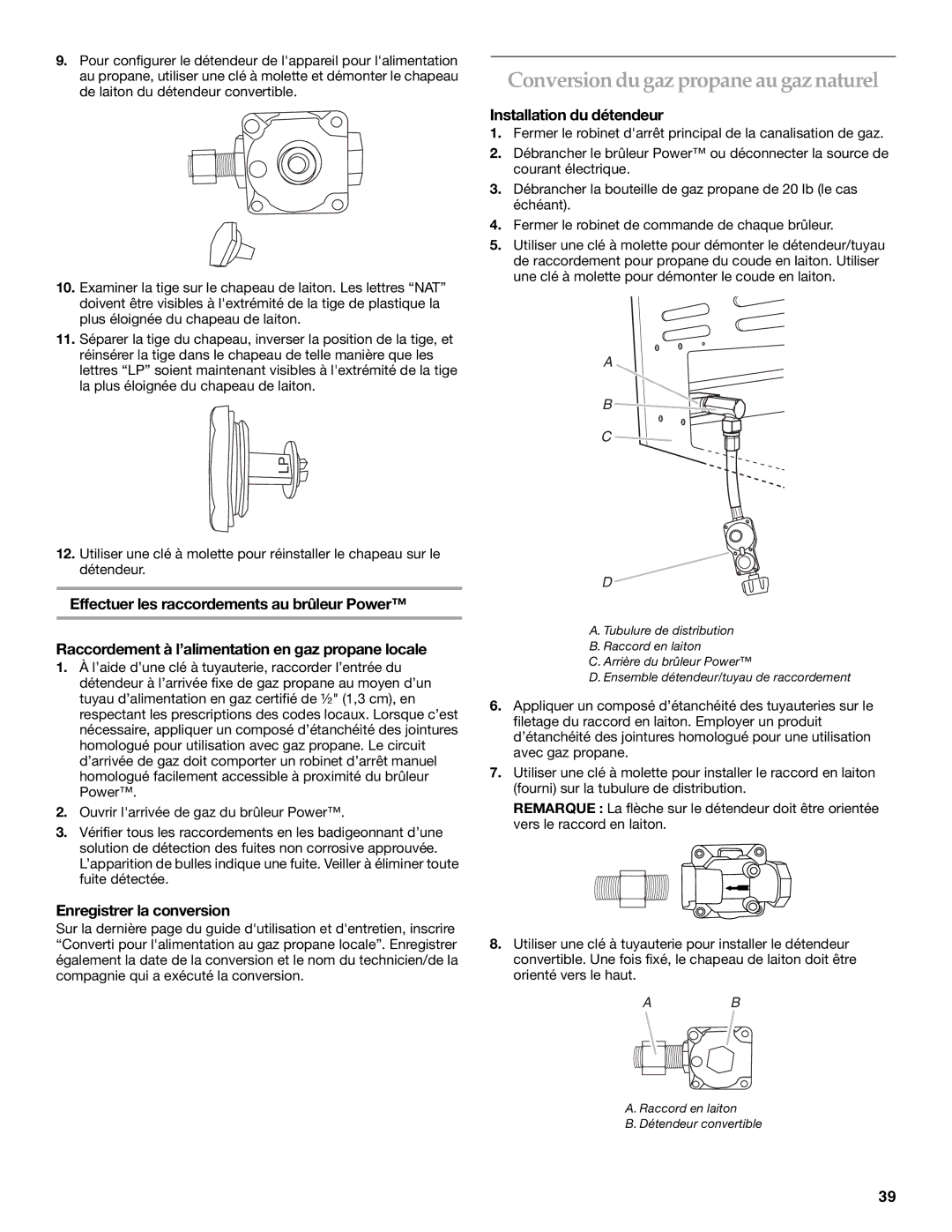 KitchenAid KBPU182VSS installation instructions Conversion du gaz propane au gaz naturel, Enregistrer la conversion 