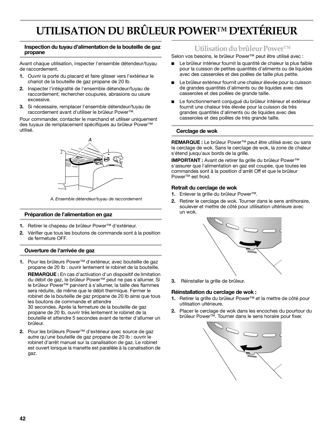 KitchenAid KBPU182VSS installation instructions Utilisation DU Brûleur Power Dextérieur, Utilisation du brûleur Power 