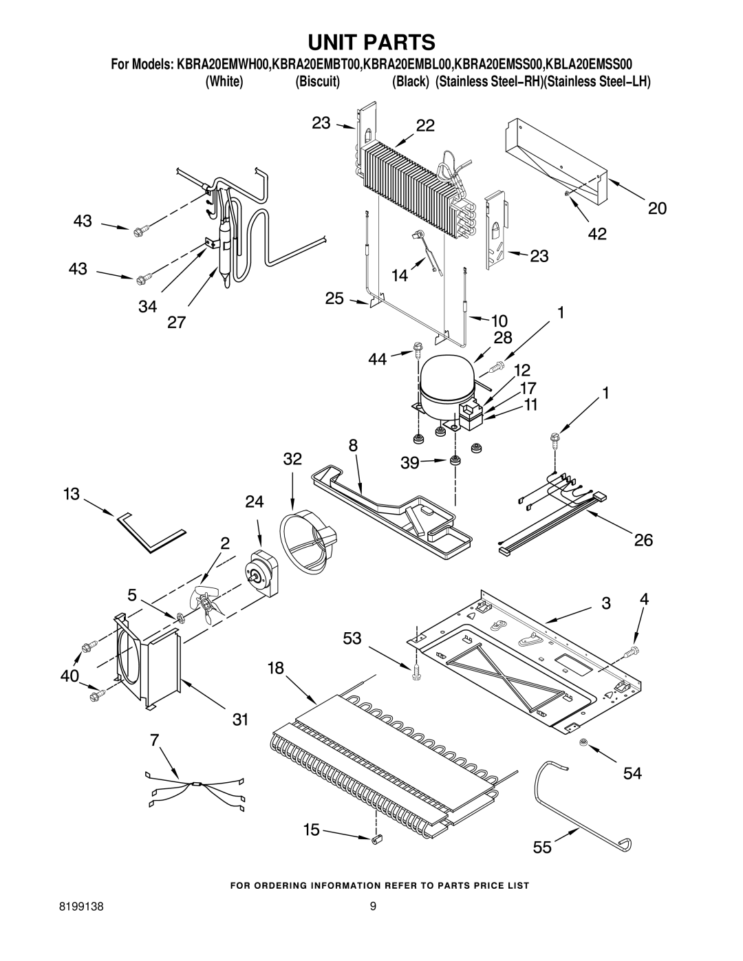 KitchenAid KBRA20EMWH00 manual Unit Parts 