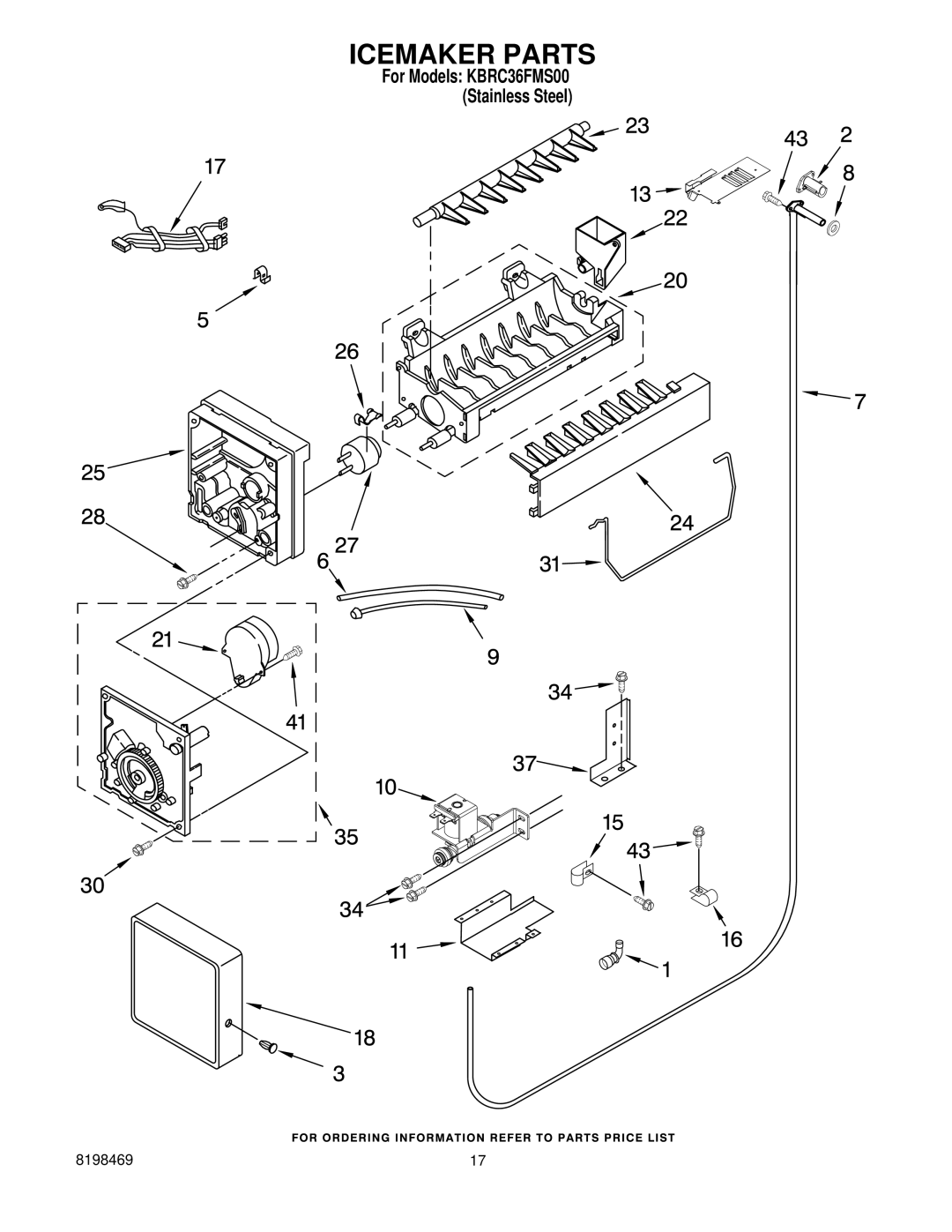 KitchenAid KBRC36FMS00 manual Icemaker Parts 