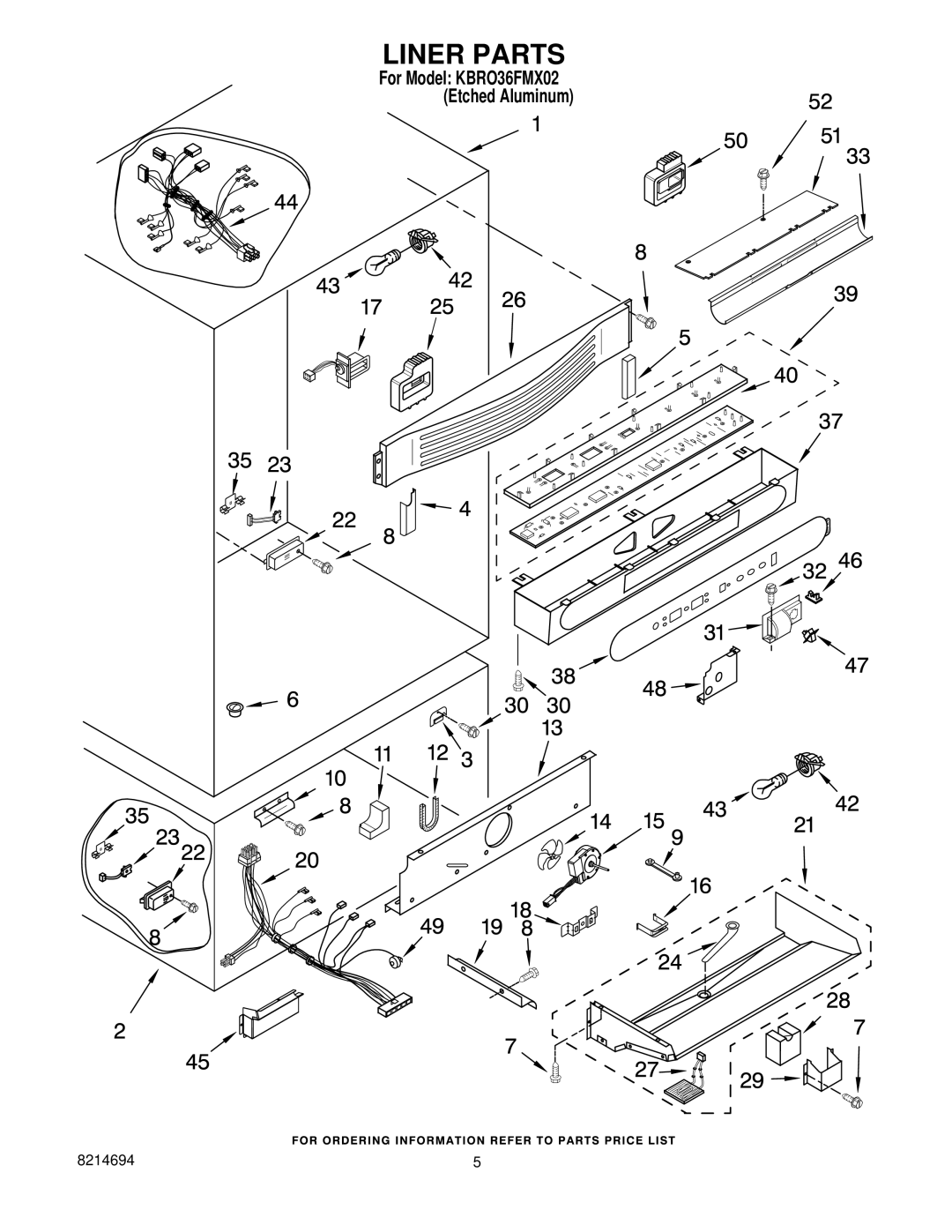 KitchenAid KBRO36FMX02 manual Liner Parts 