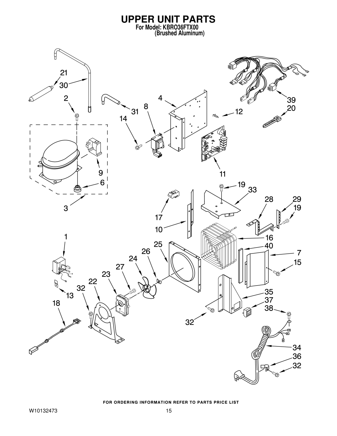 KitchenAid KBRO36FTX00 manual Upper Unit Parts 