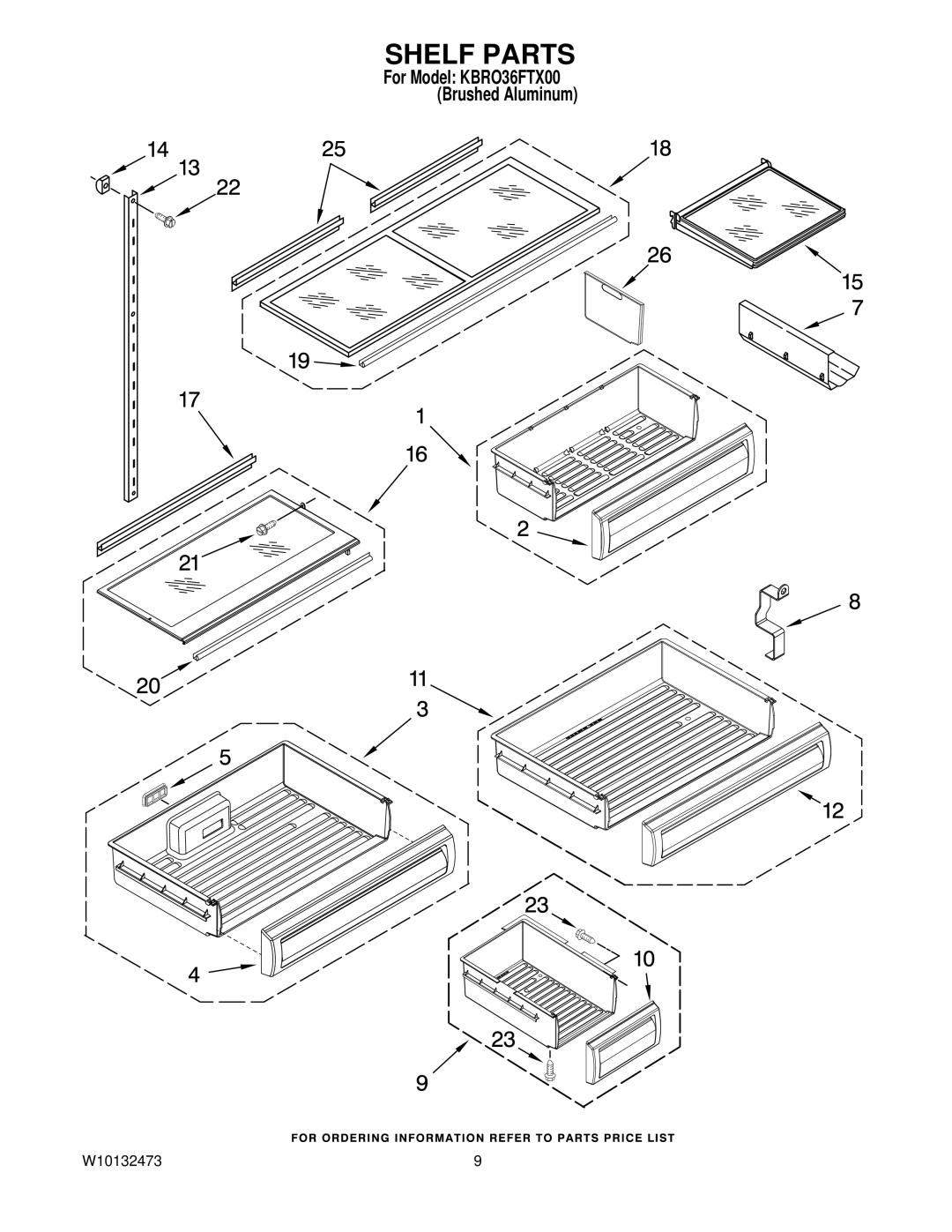 KitchenAid KBRO36FTX00 manual Shelf Parts 