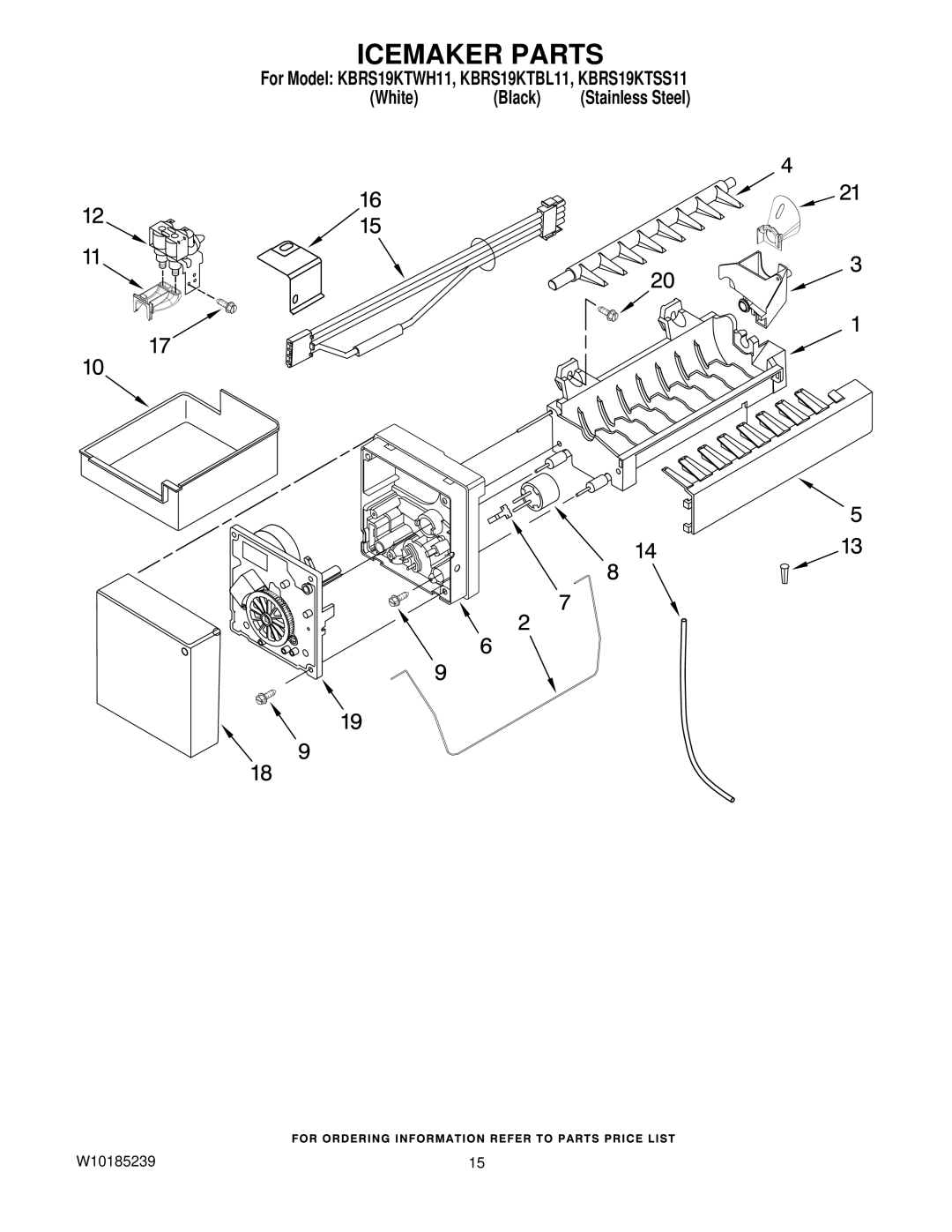 KitchenAid KBRS19KTBL11, KBRS19KTWH11, KBRS19KTSS11 manual Icemaker Parts 