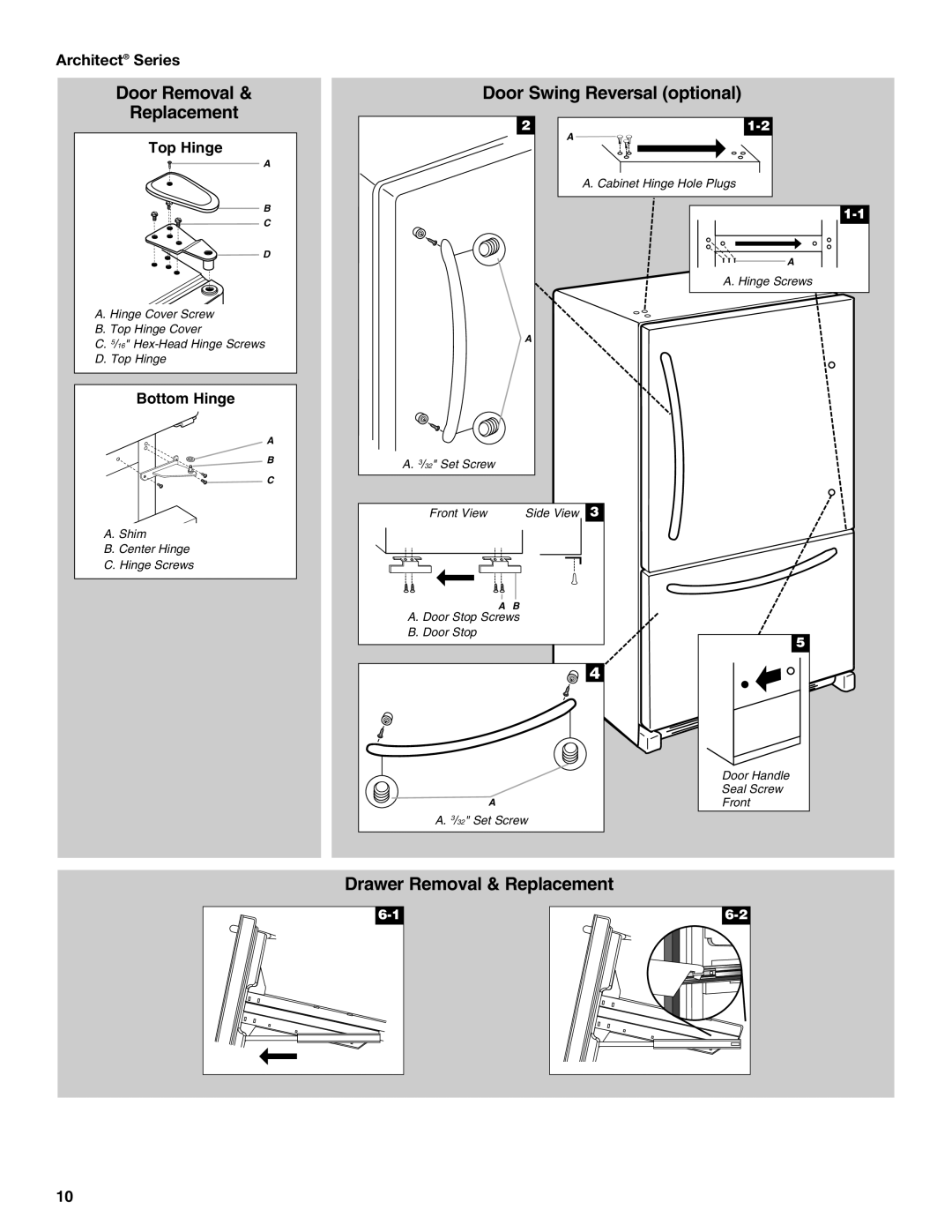 KitchenAid KBRS20ETBL manual Door Swing Reversal optional, Architect Series 