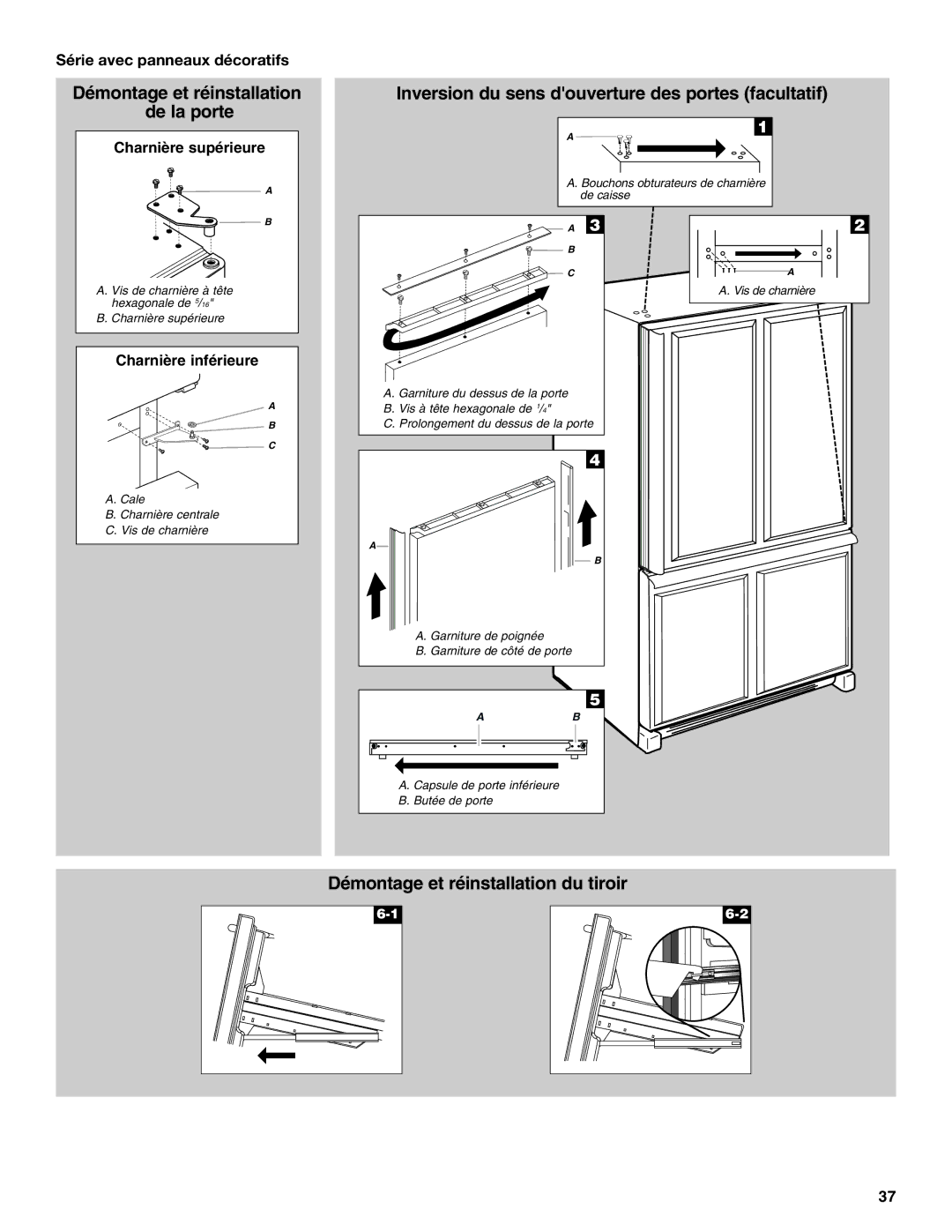 KitchenAid KBRS20ETBL manual Série avec panneaux décoratifs 