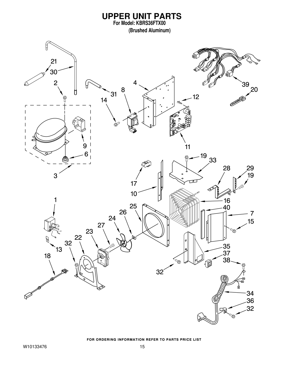 KitchenAid KBRS36FTX00 manual Upper Unit Parts 