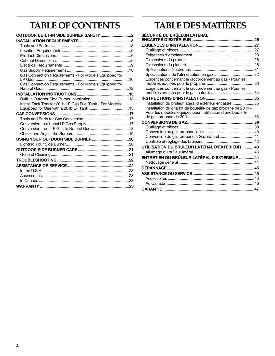 KitchenAid KBZU122VSS, KBZU242VSS, W10176789A, KBZU122TSS installation instructions Table of Contents 