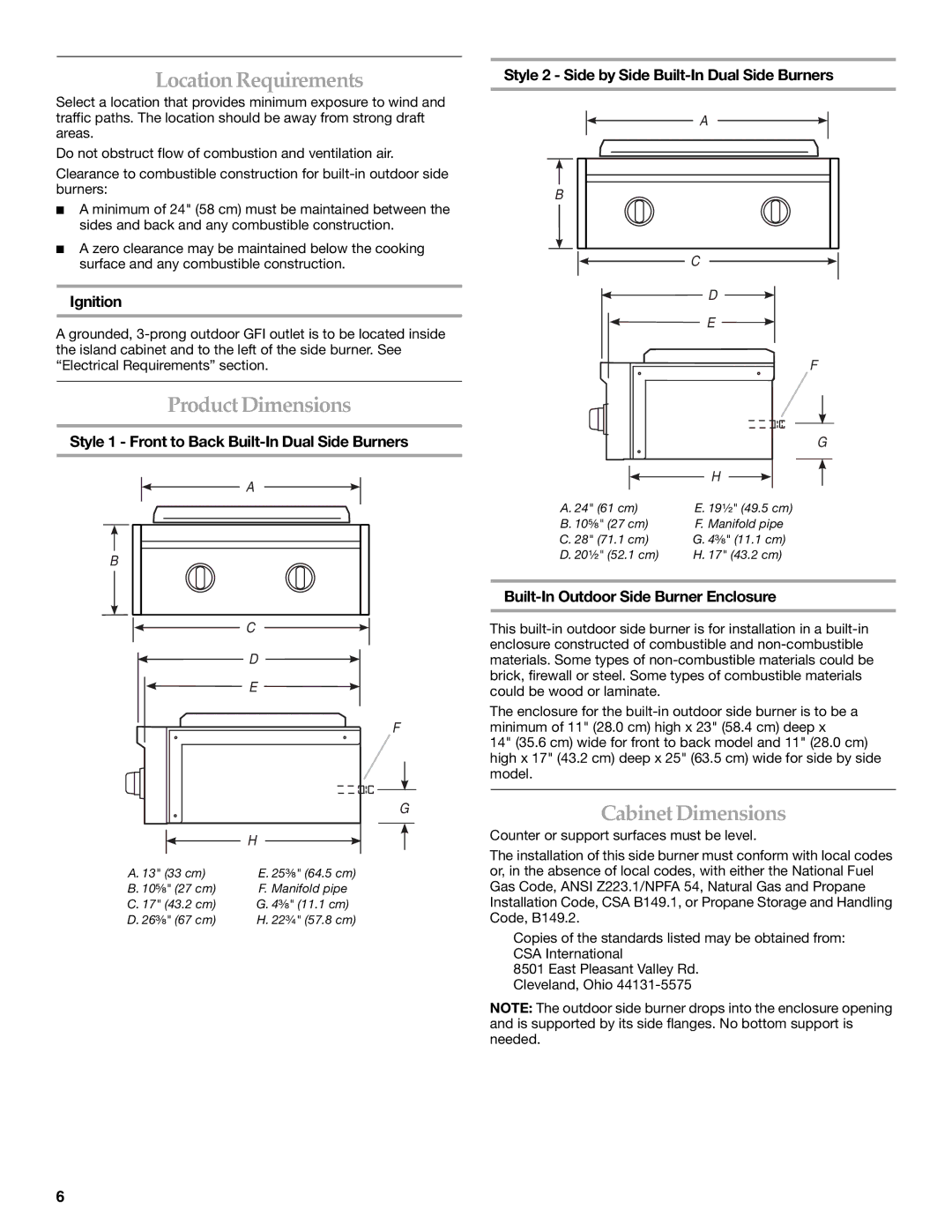 KitchenAid W10176789A, KBZU122VSS, KBZU242VSS, KBZU122TSS Location Requirements, Product Dimensions, Cabinet Dimensions 