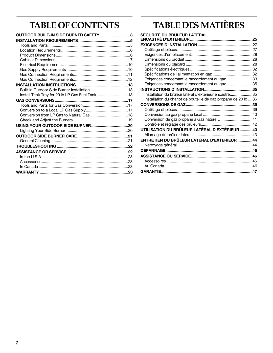 KitchenAid KBZU122VSS installation instructions Table DES Matières 