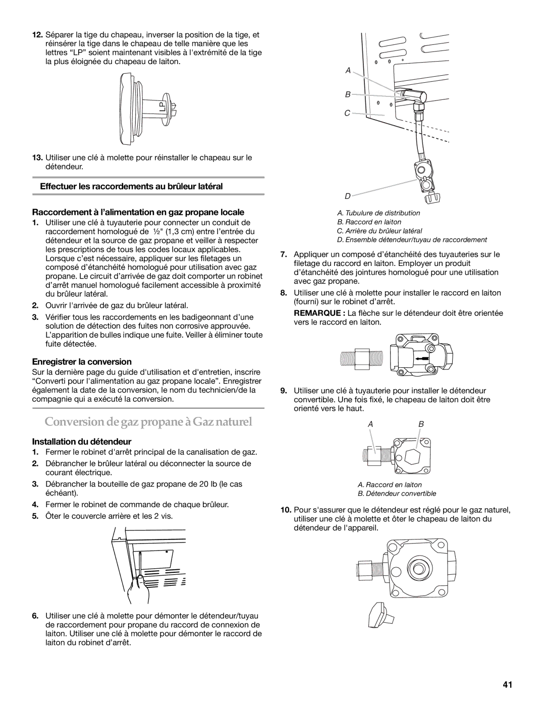 KitchenAid KBZU122VSS installation instructions Conversion degaz propaneàGaznaturel, Enregistrer la conversion 