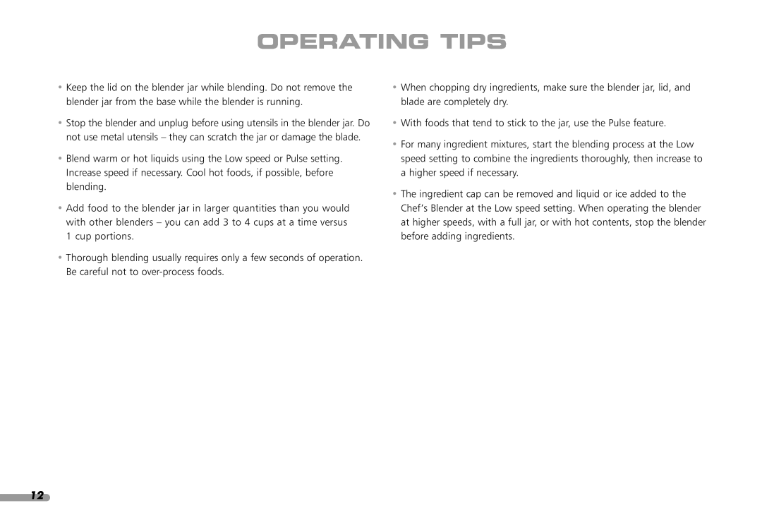 KitchenAid KCB148, KCB348 manual Operating Tips 