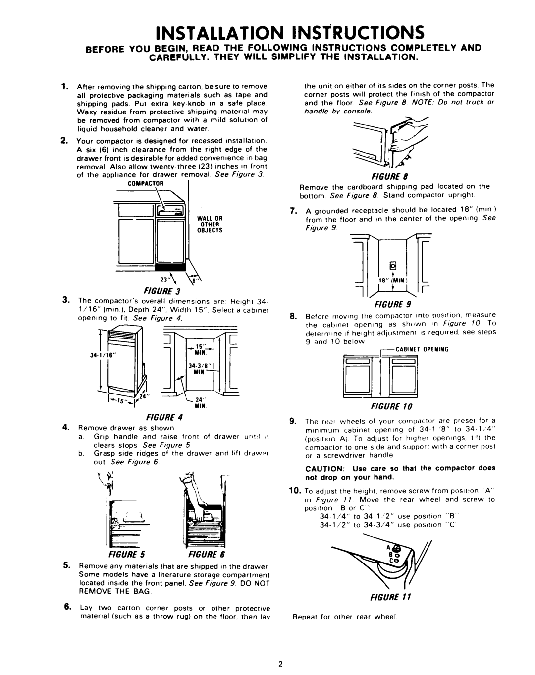 KitchenAid KCC-151 installation instructions 2-J”, Installation Instructions 