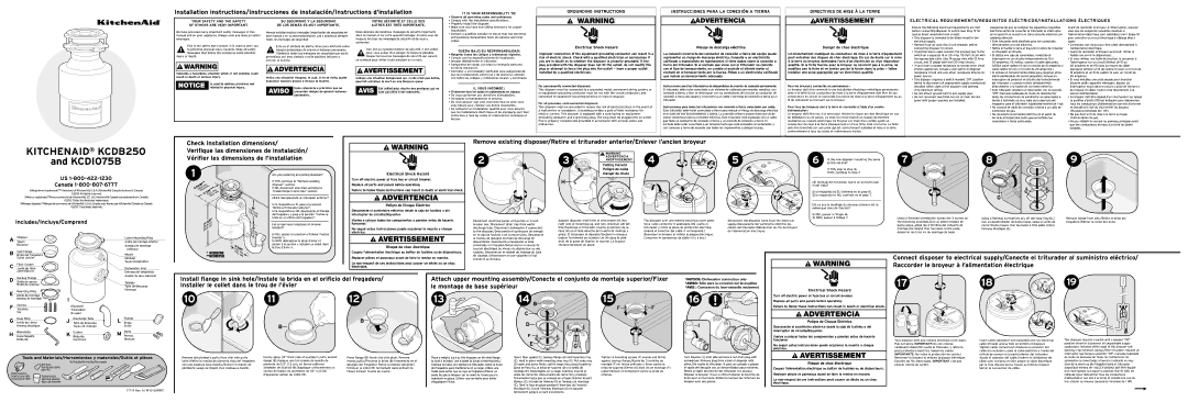 KitchenAid KCDI075B installation instructions Comply with the installation specifications, Properly install the disposer 