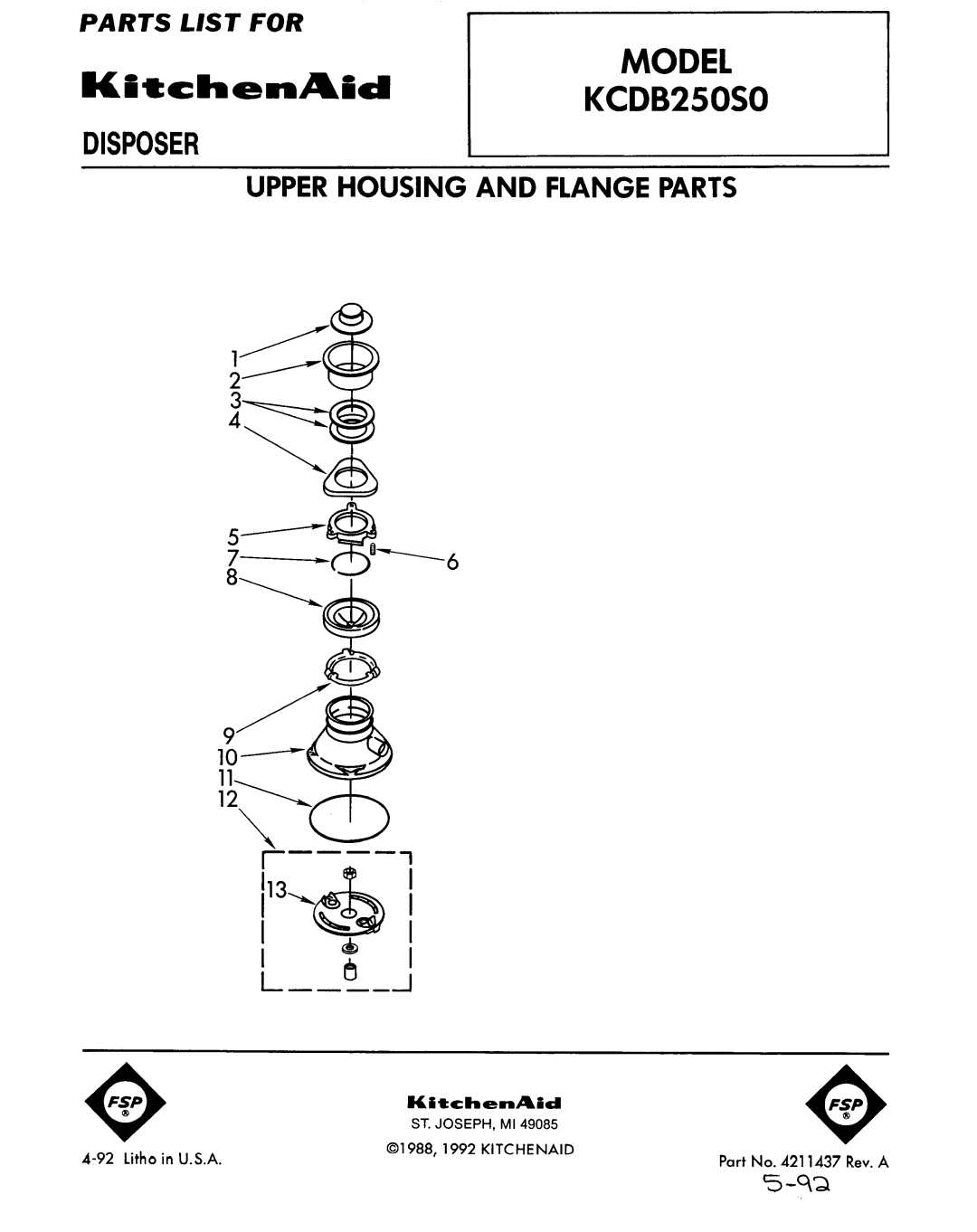 KitchenAid KCDB250S0 manual 