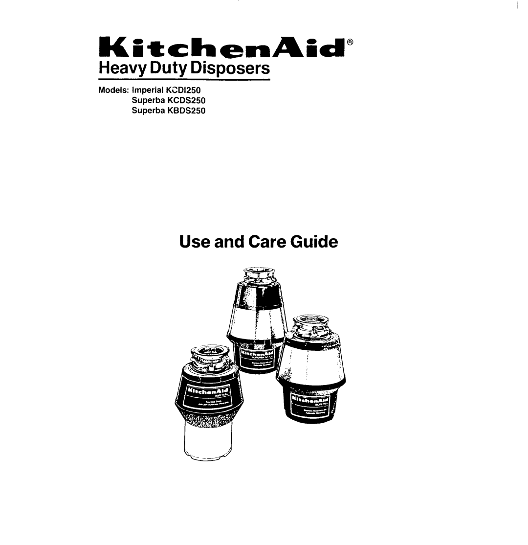 KitchenAid KBDS250, KCDI250, KCDS250 manual 