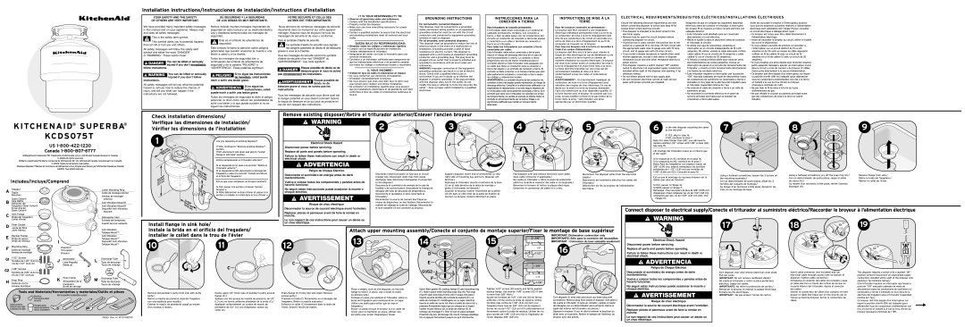 KitchenAid KCDS075T installation instructions Follow instructions, Injured if you don’t follow, Instructions 