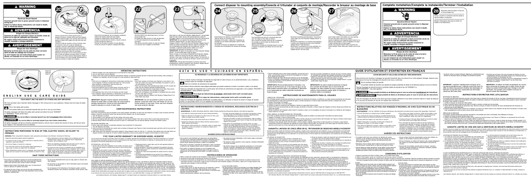 KitchenAid KCDS075T Operating Instructions, Instrucciones DE Mantenimiento Para EL Usuario, USER-MAINTENANCE Instructions 