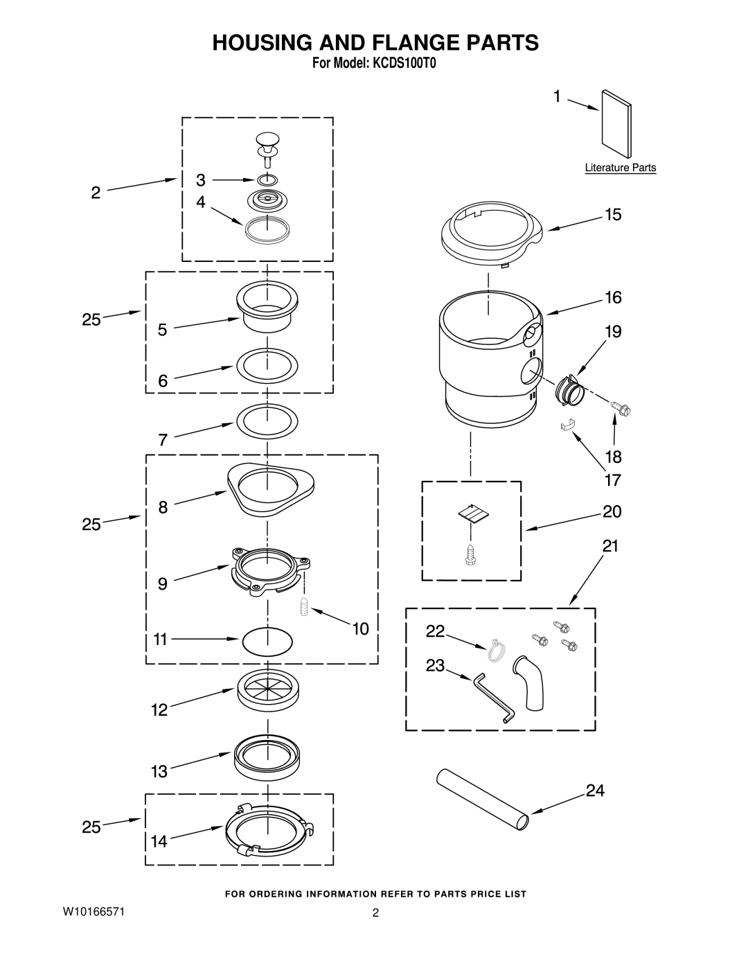 KitchenAid KCDS100T0 manual Housing and Flange Parts 