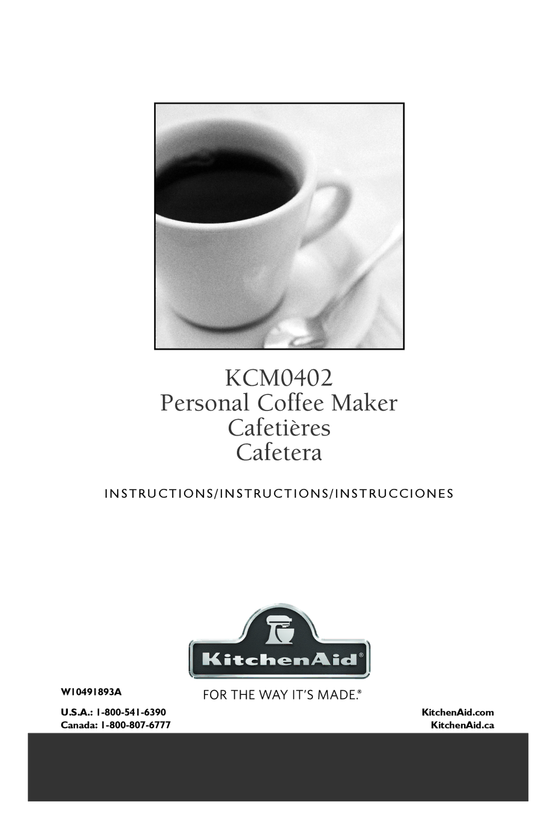 KitchenAid manual KCM0402 Personal Coffee Maker Cafetières Cafetera 