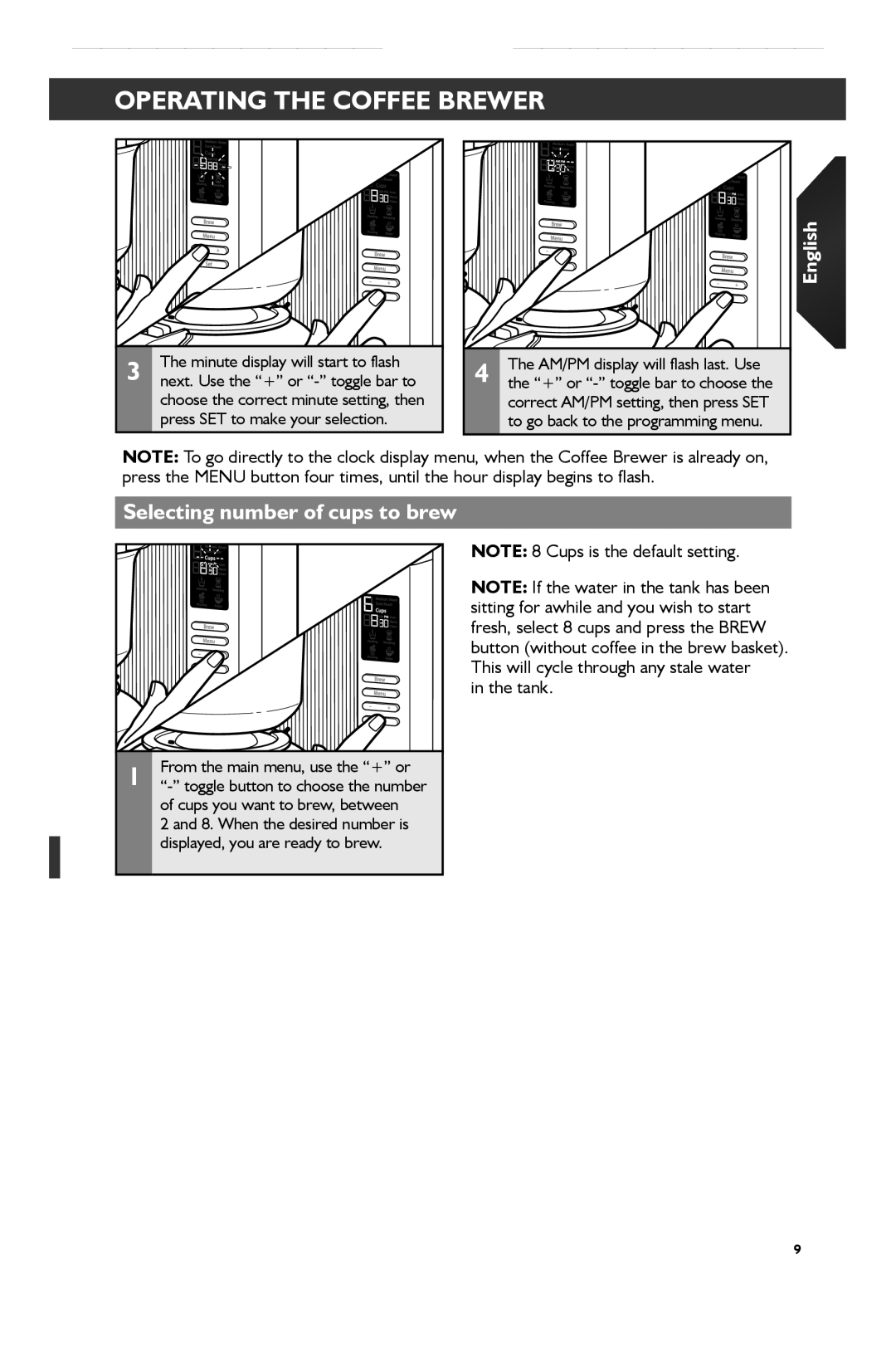 KitchenAid KCM0802 manual Selecting number of cups to brew, Tank 