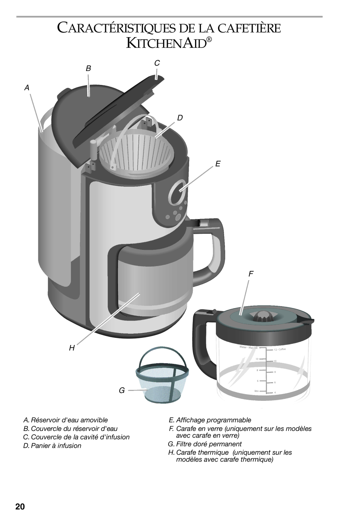 KitchenAid KCM112OB, KCM111OB manual Caractéristiques DE LA Cafetière Kitchenaid 