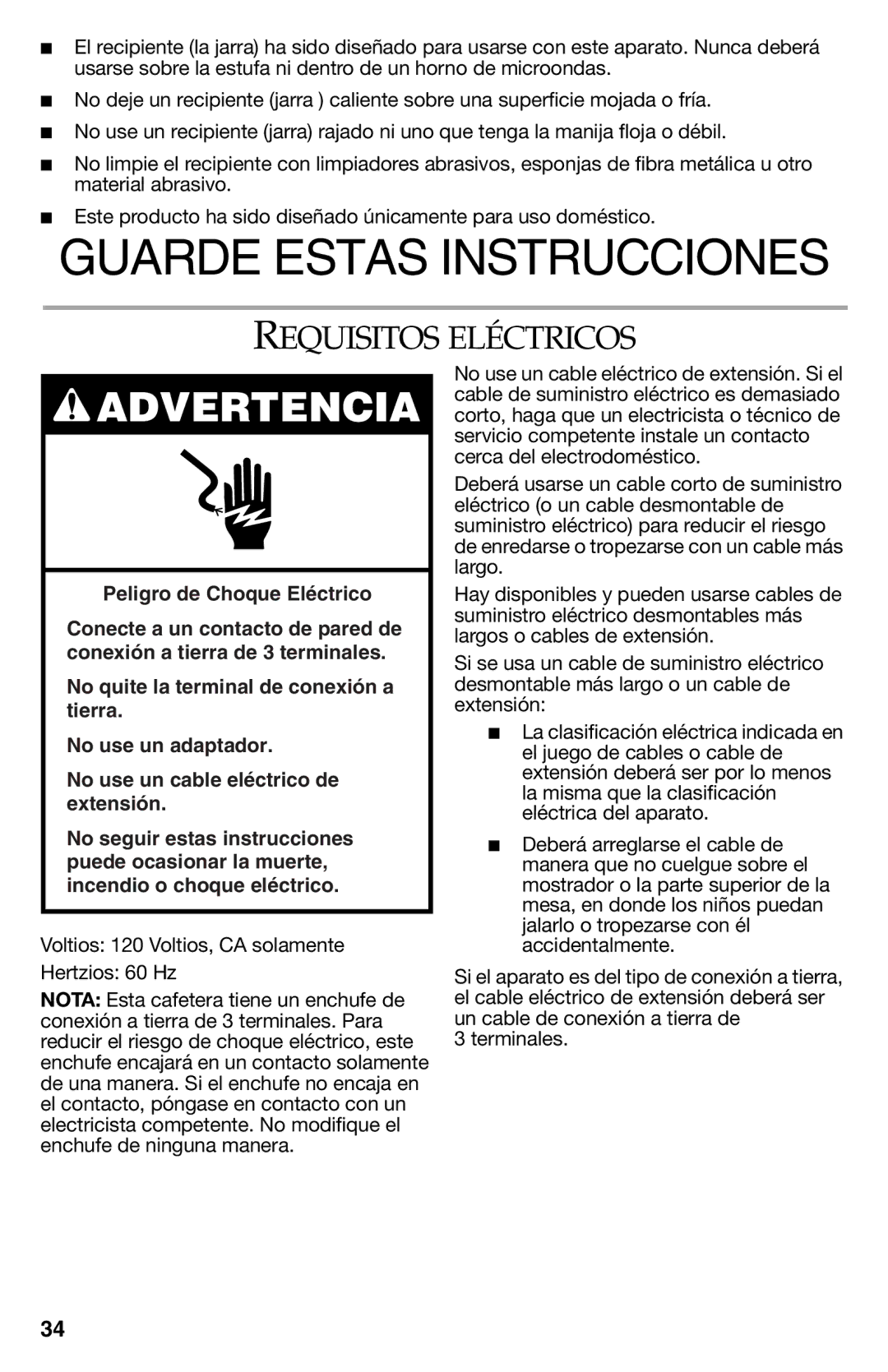 KitchenAid KCM112OB, KCM111OB manual Guarde Estas Instrucciones, Requisitos Eléctricos 