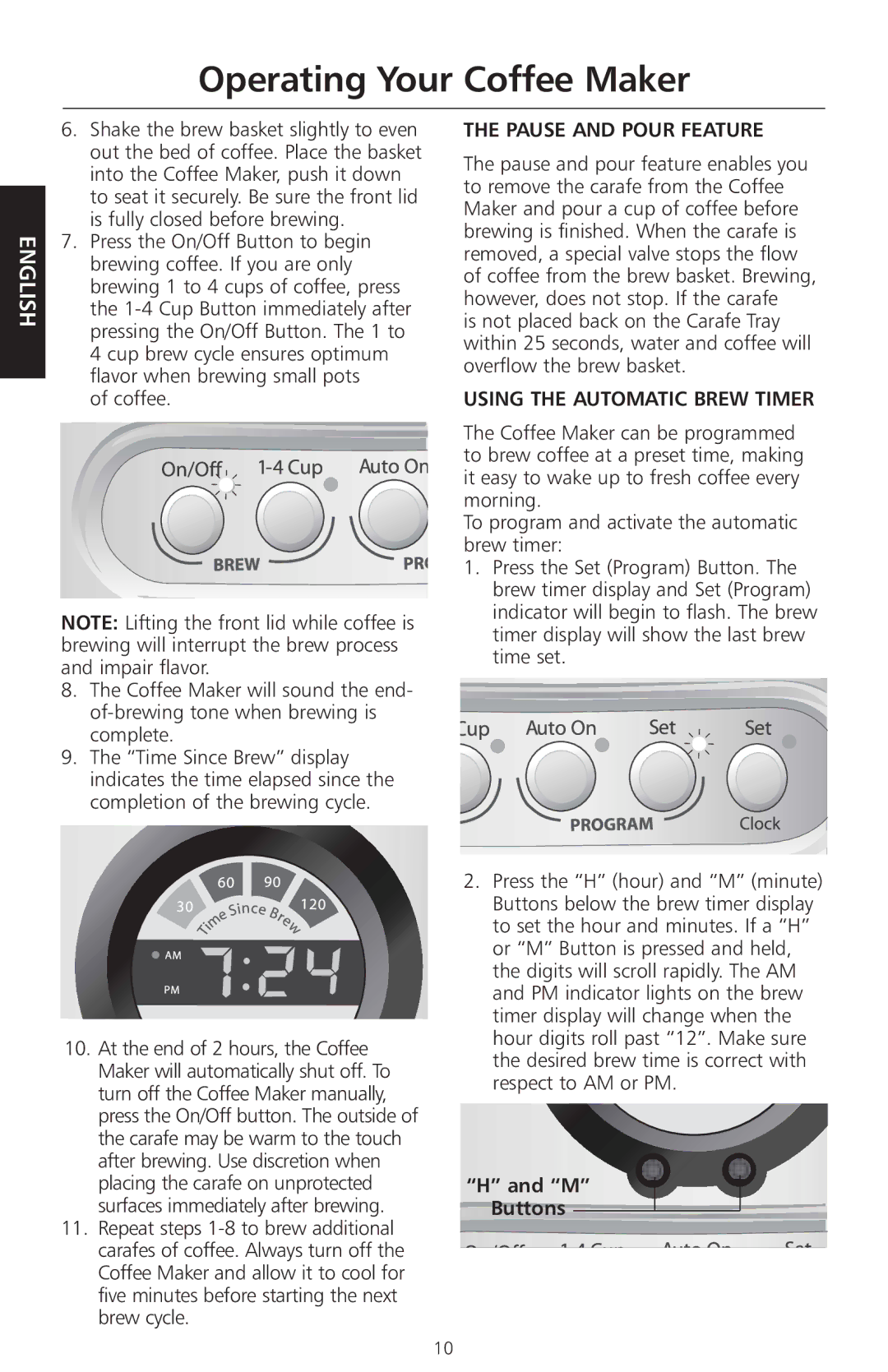 KitchenAid KCM525 manual Pause and Pour Feature, Using the Automatic Brew Timer 