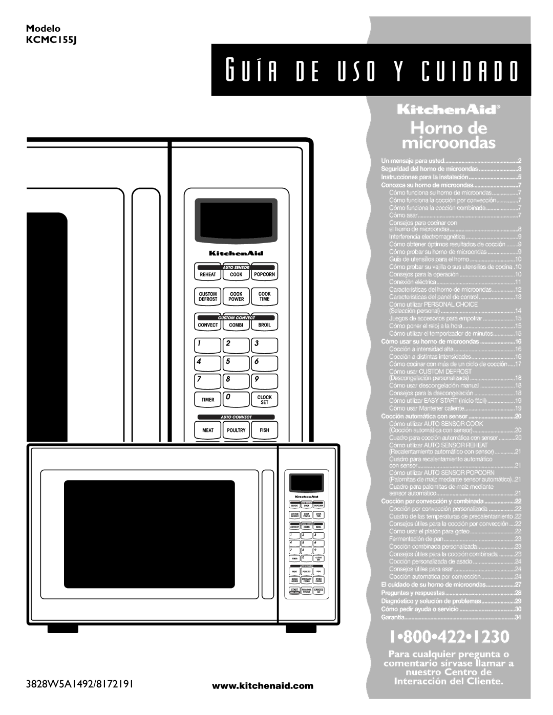 KitchenAid KCMC155JWH, KCMC155JSS, KCMC155JBT installation instructions ’ a d e u s o y c u i d a d o 