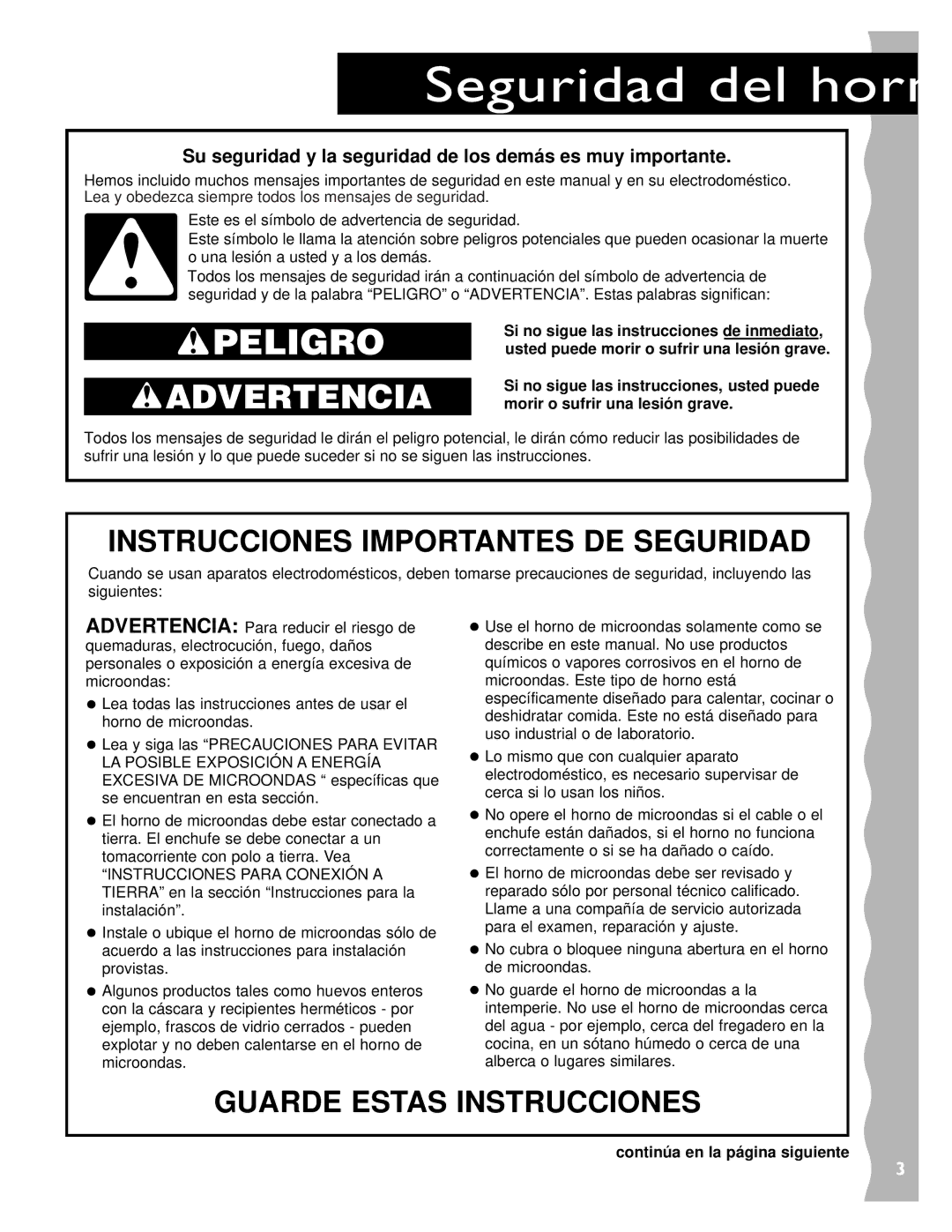 KitchenAid KCMC155JSS Seguridad del horno de microondas, Su seguridad y la seguridad de los demás es muy importante 