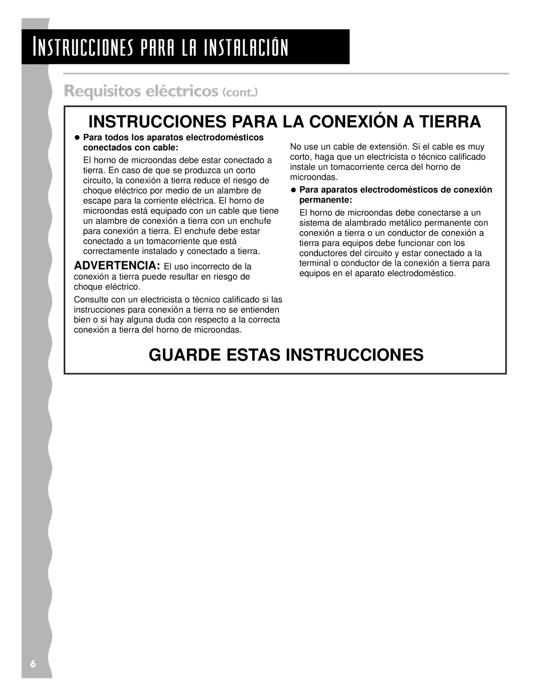 KitchenAid KCMC155JSS, KCMC155JBT, KCMC155JWH installation instructions Instrucciones Para LA Conexión a Tierra 